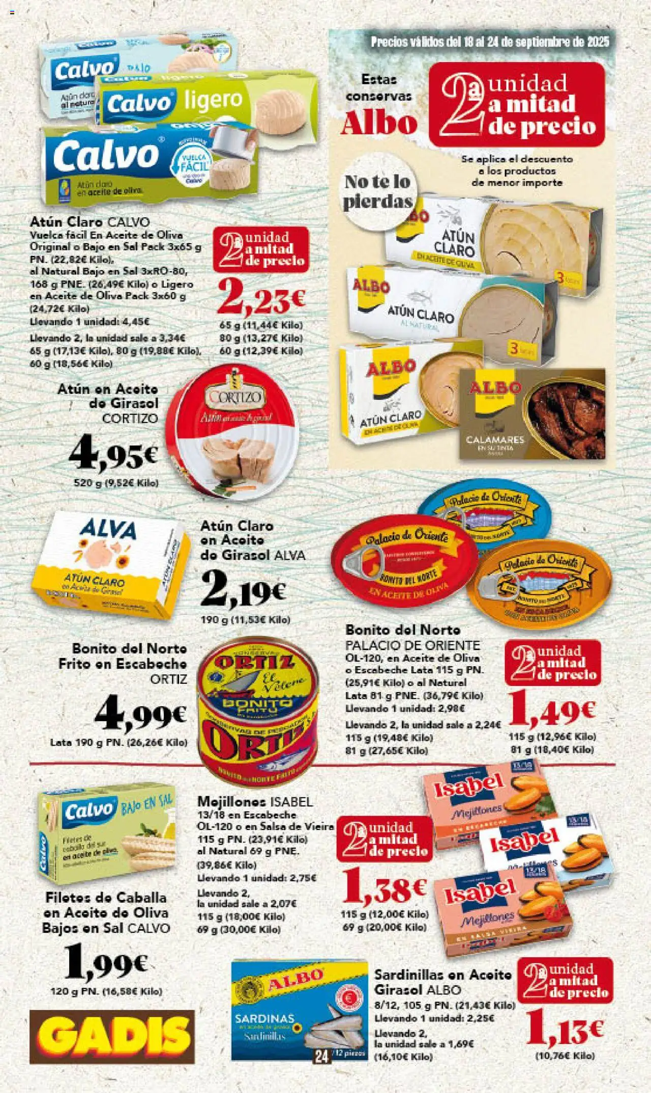 Gadis folleto │ válido desde el 18.09.2025 | Página: 24 | Productos: Sardinillas, Té, Σταθμός εργασίας, Atún claro