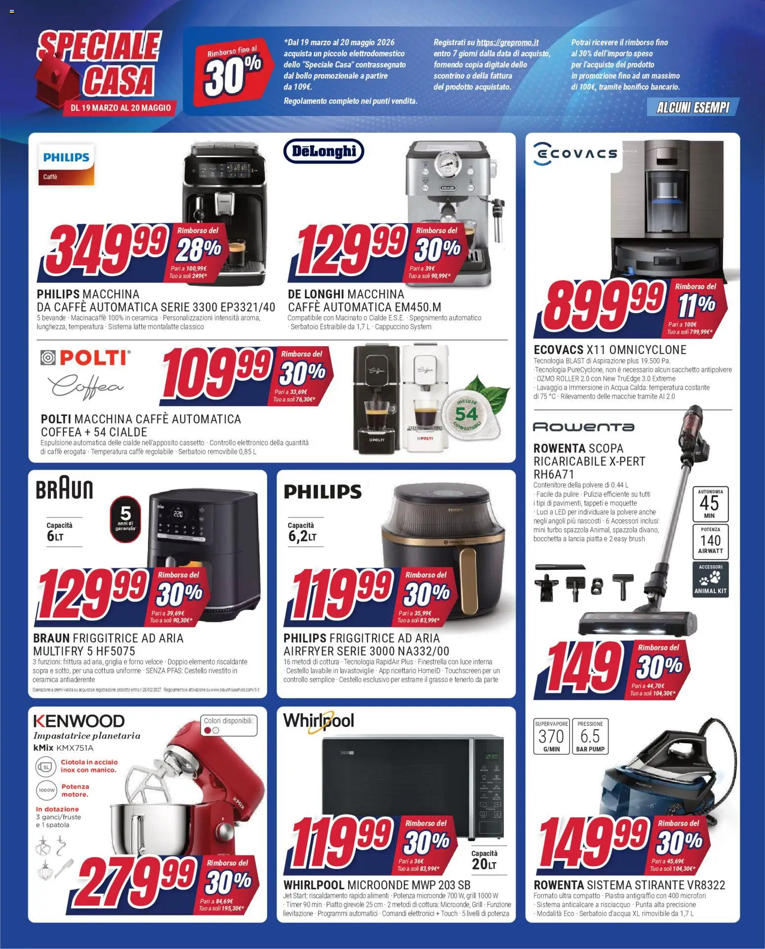 Volantino Trony del 09.04.2026 | Pagina: 16 | Prodotti: Microonde, Caffè, Impastatrice, Friggitrice