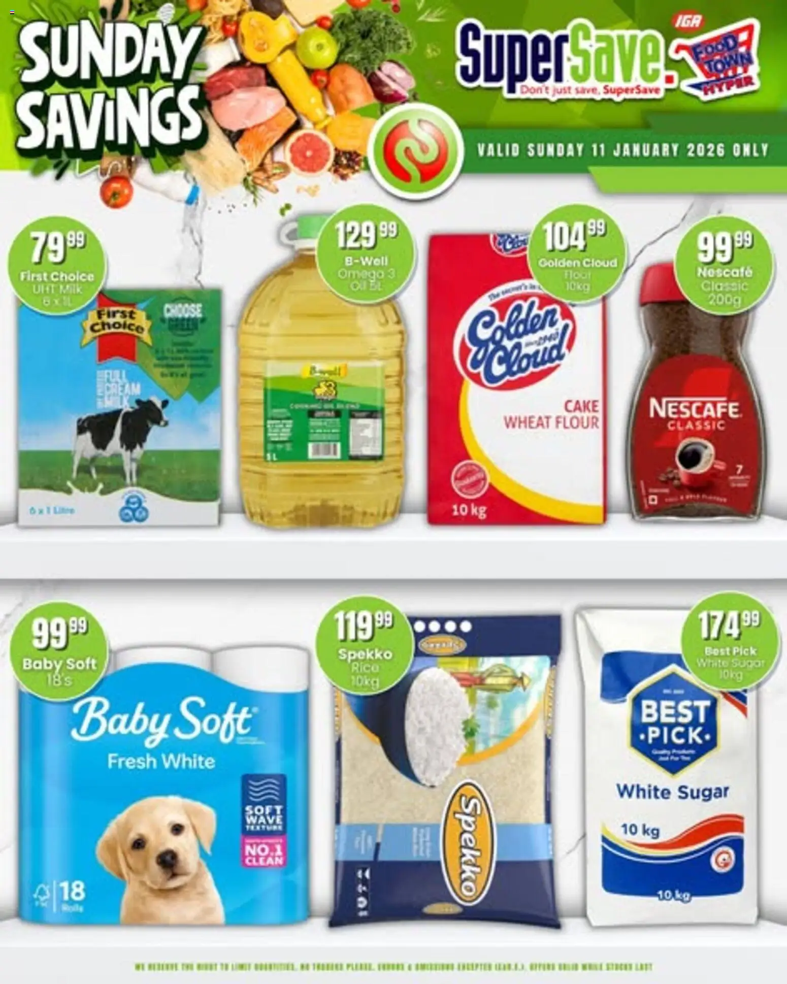 New Super Save catalogue – valid from 11.01.2026 | Page: 1 | Products: Flour, Milk, Rice, Cream