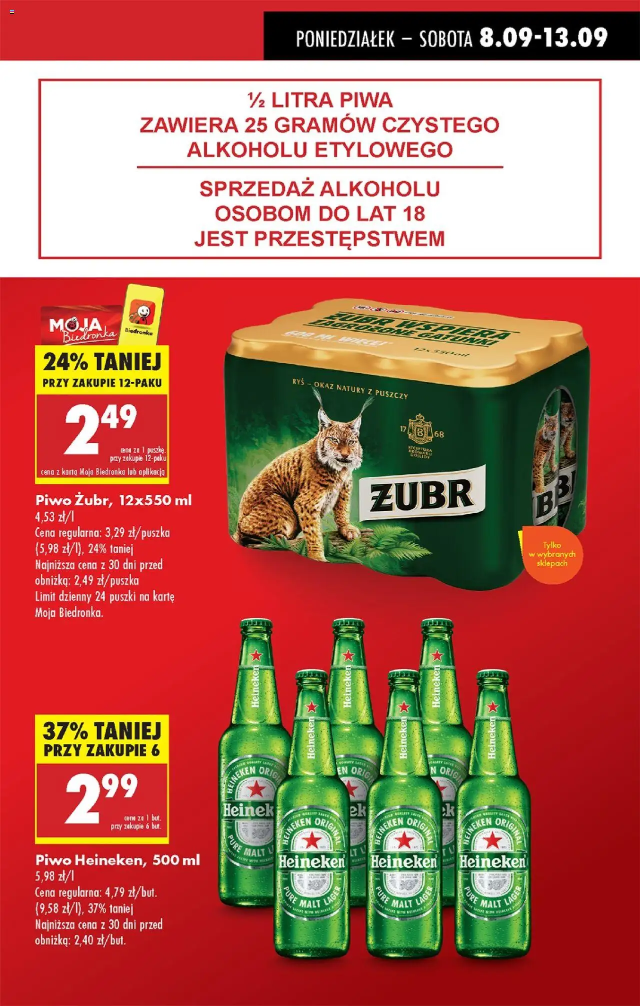 Biedronka gazetka od 08.09.2025 | Strona: 9 | Produkty: Karta, Piwo, Heineken