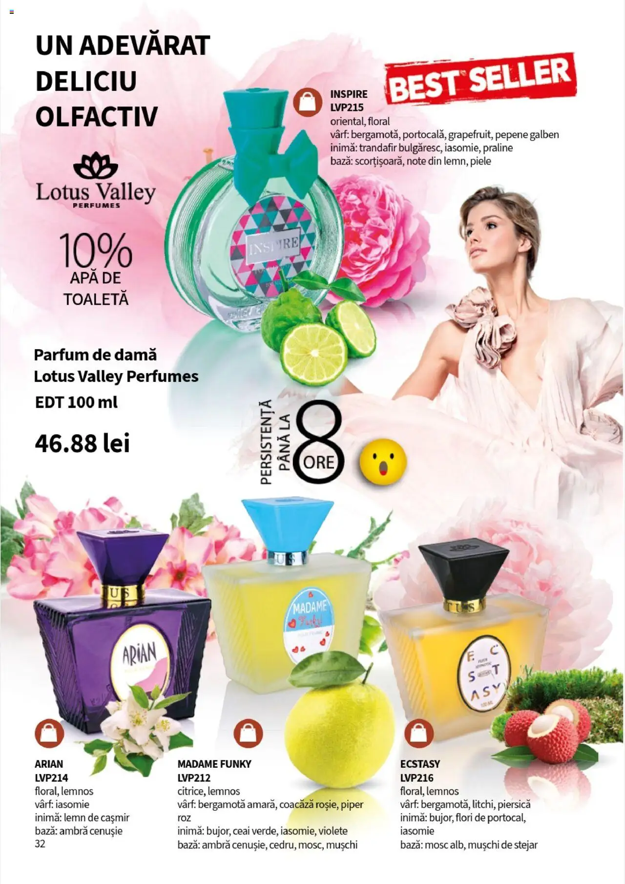 Catalog Lady’s – valabil de la 01.08.2025 | Pagină: 32 | Produse: Piersică, Trandafir, Apă de toaletă, Ceai