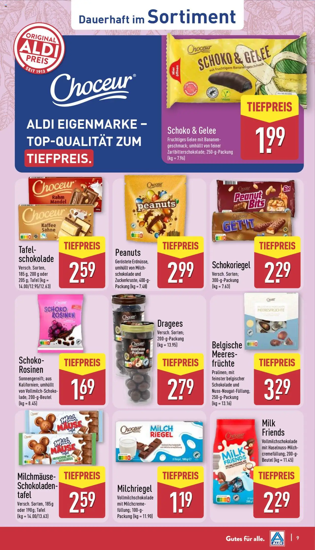 Aldi Prospekt 	 - gültig ab dem 18.08.2025 | Seite: 9 | Produkte: Kaffee, Schokolade, Meeresfrüchte, Sahne