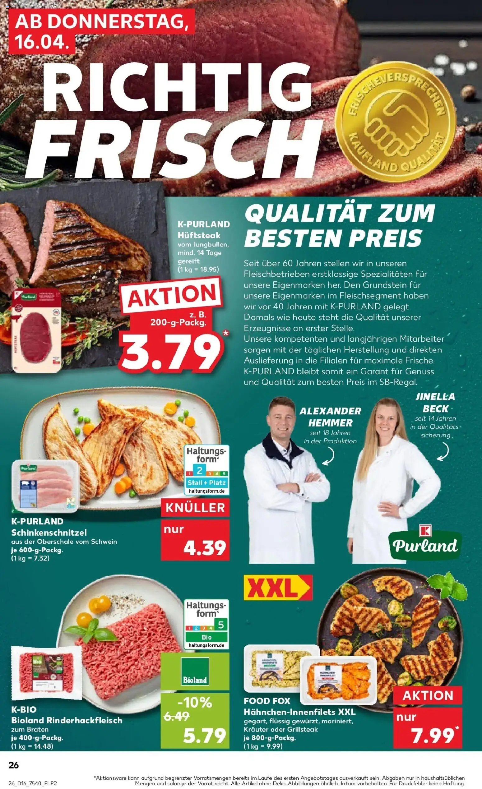 Kaufland Prospekt Suhl	 – gültig ab 16.04.2026 | Seite: 26 | Produkte: Schnitzel, Steak