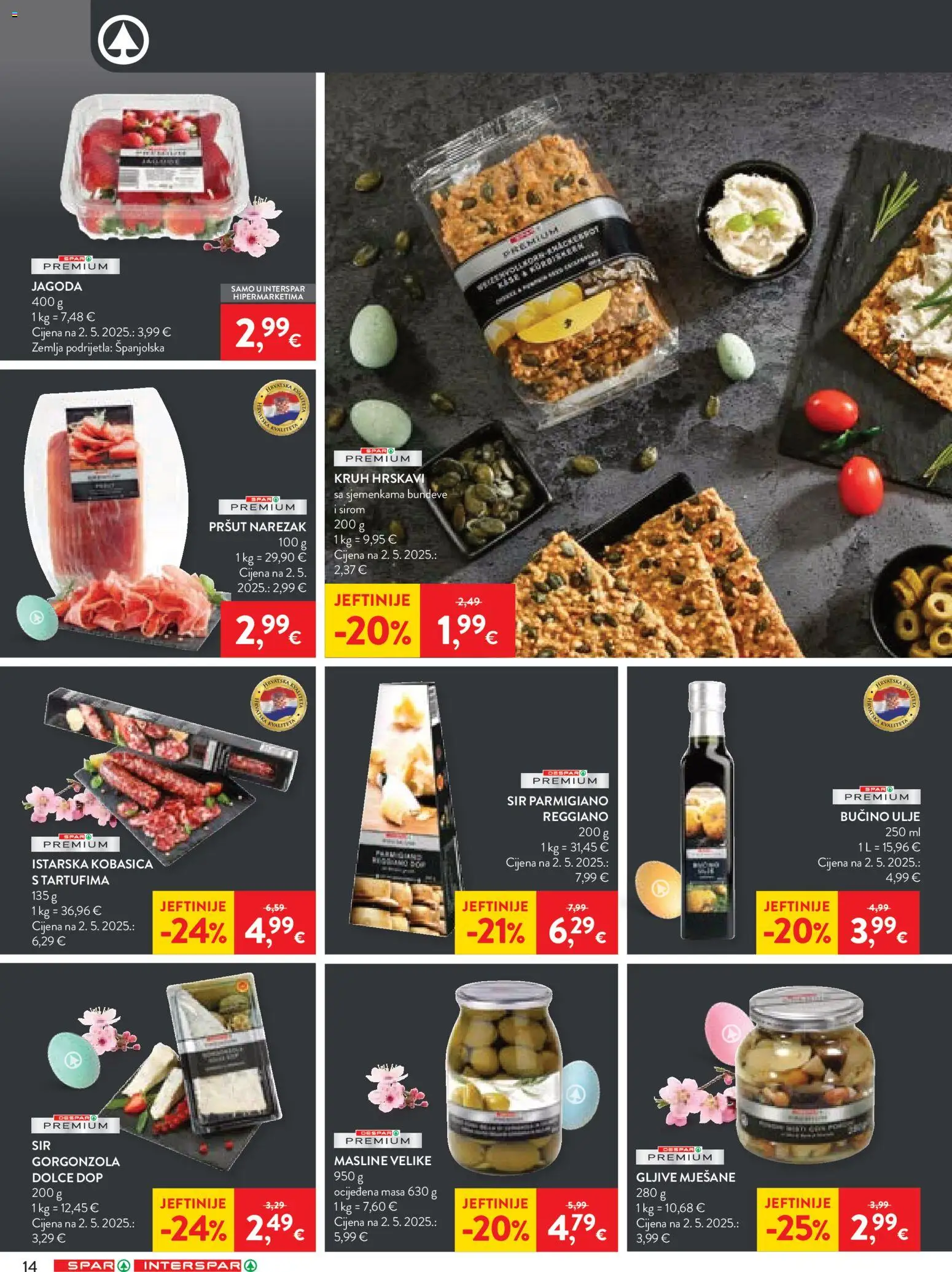 Spar katalog | vrijedi od 18.03.2026 | Stranica: 14 | Proizvodi: Sir, Masline, Narezak, Kobasica