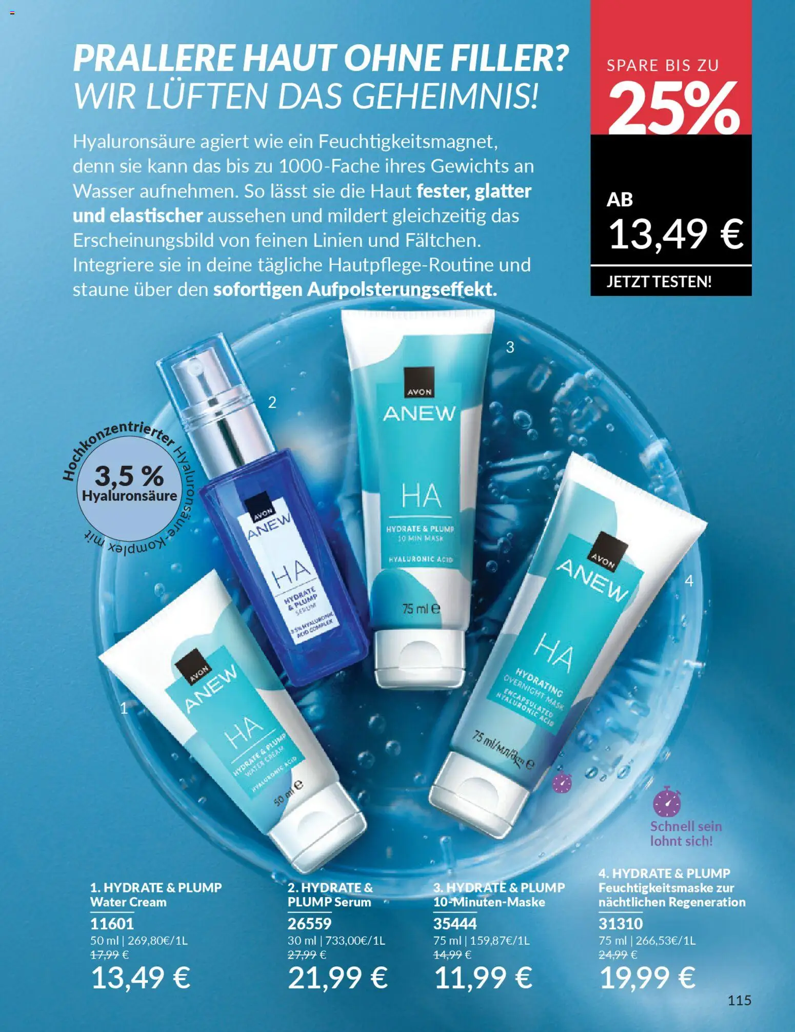 AVON Katalog Januar 2026 – gültig ab 01.01.2026 | Seite: 117 | Produkte: Wasser, Serum, Feuchtigkeitsmaske