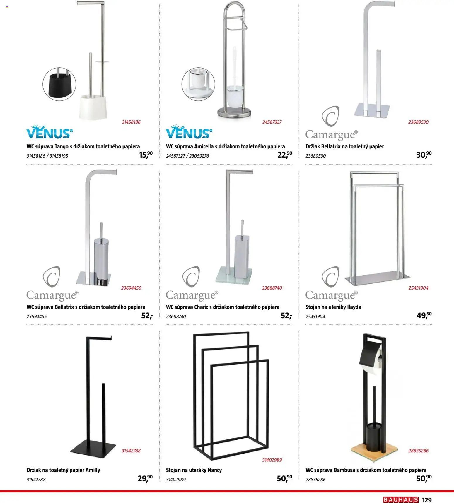 Nové Bauhaus akcie – leták je platný od 15.12.2025 | Strana: 129 | Produkty: Stojan na uteráky, Wc, Toaletný papier