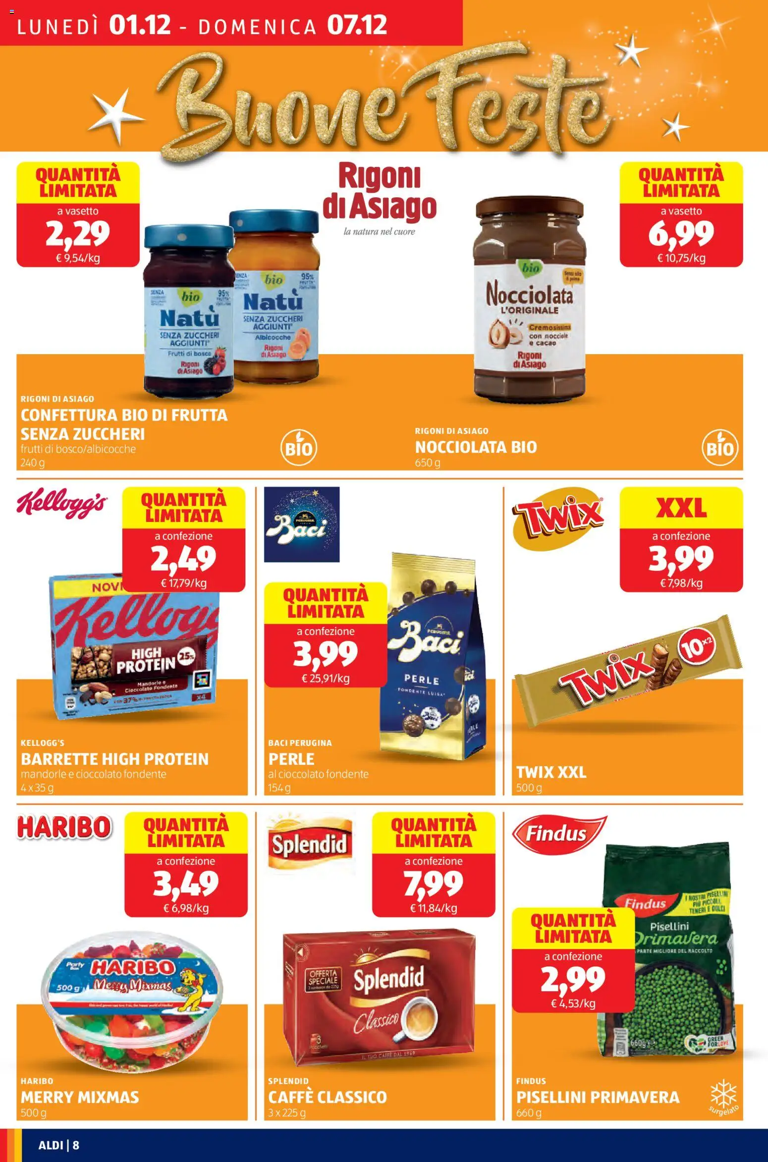 Volantino Aldi del 01.12.2025 | Pagina: 8 | Prodotti: Frutta, Mandorle, Nocciole, Albicocche