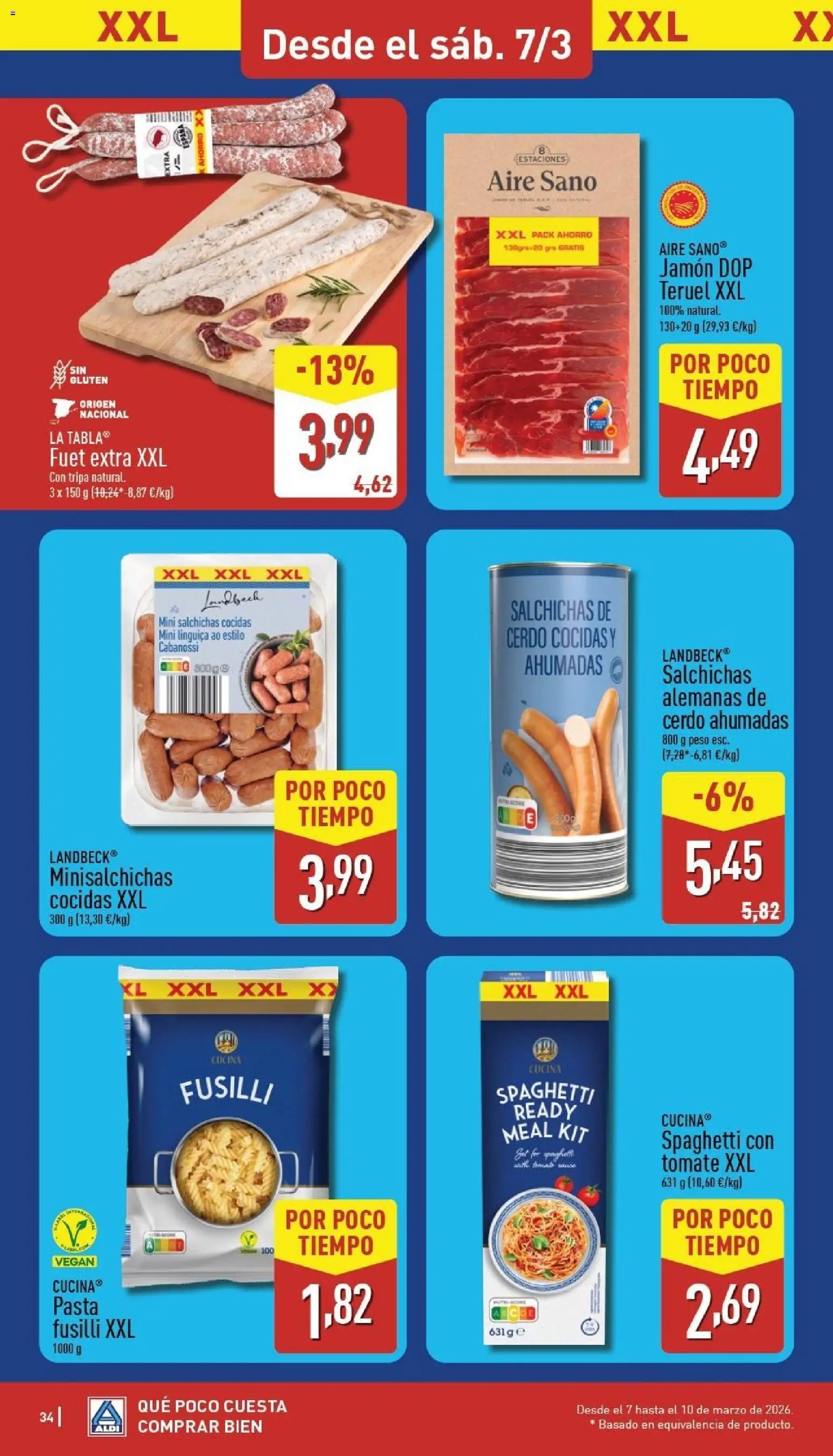 Aldi folleto Canarias │ válido desde el 02.03.2026 | Página: 34 | Productos: Jamón, Cerdo, Pasta, Peso