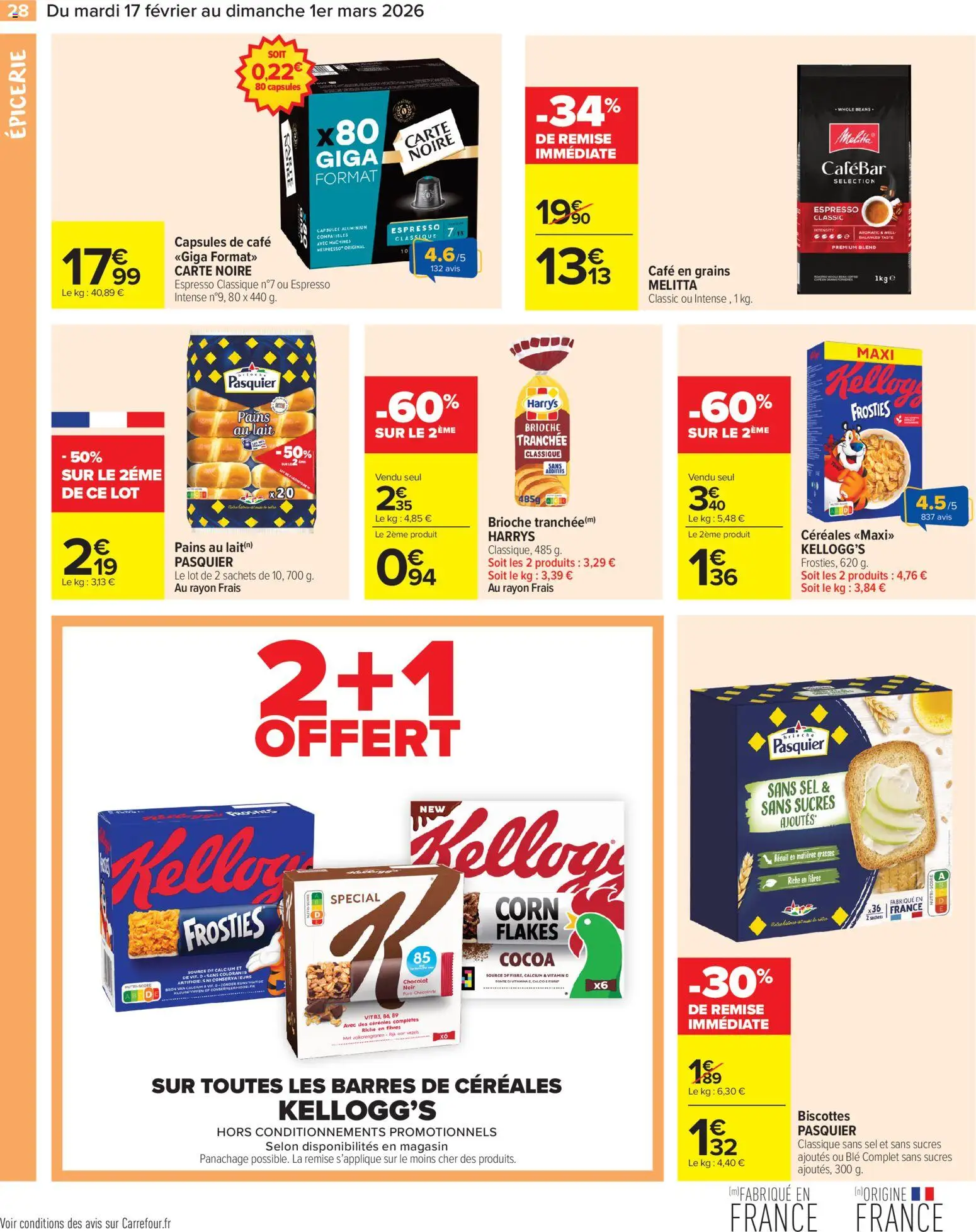 {H1} | Page: 30 | Produits: Café en grains, Sel, Lait, Chocolat