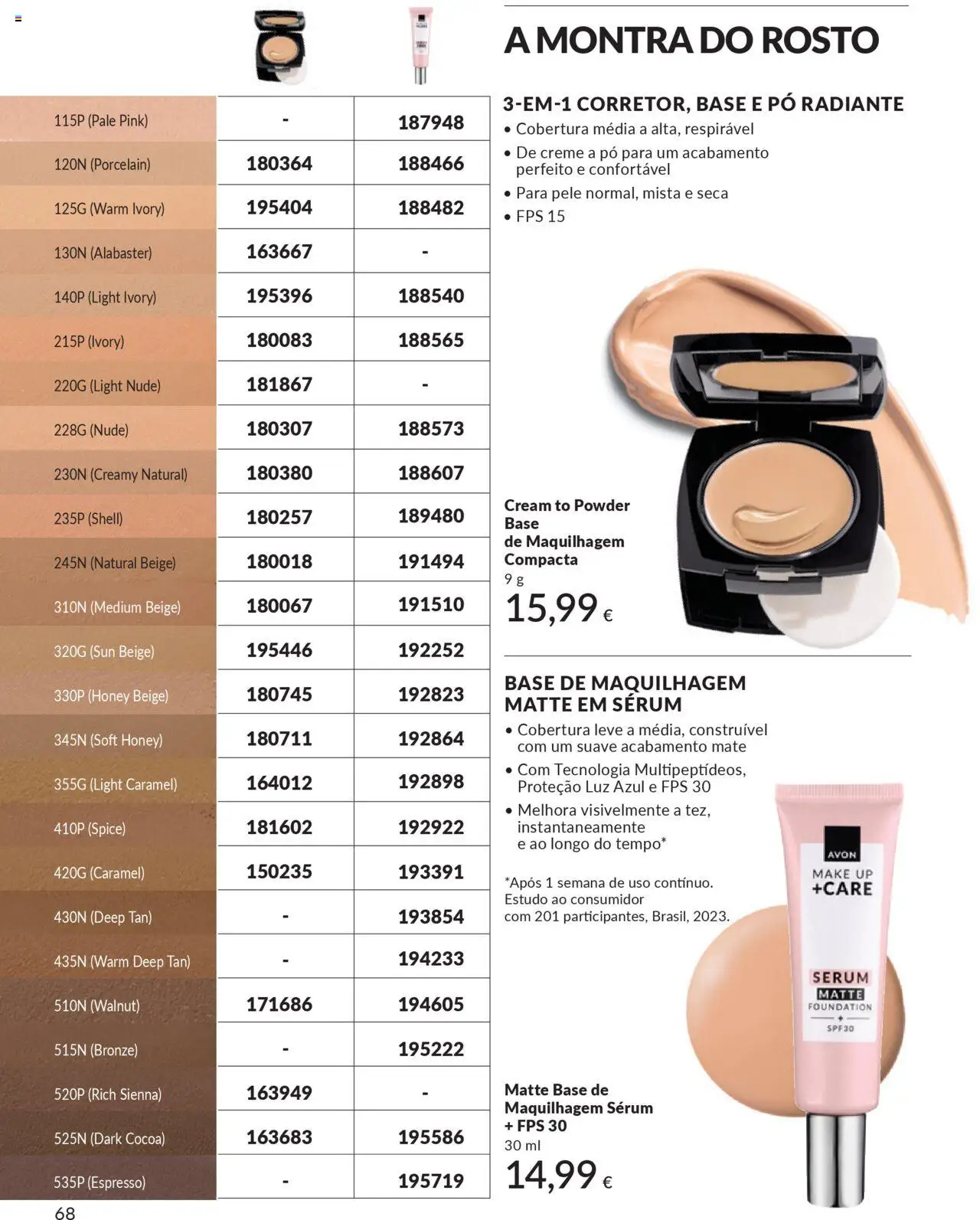 Catálogo Avon Campanha 10 │ válido de 01.10.2025 | Página: 68 | Produtos: Pó, Maquilhagem, Sérum, Creme