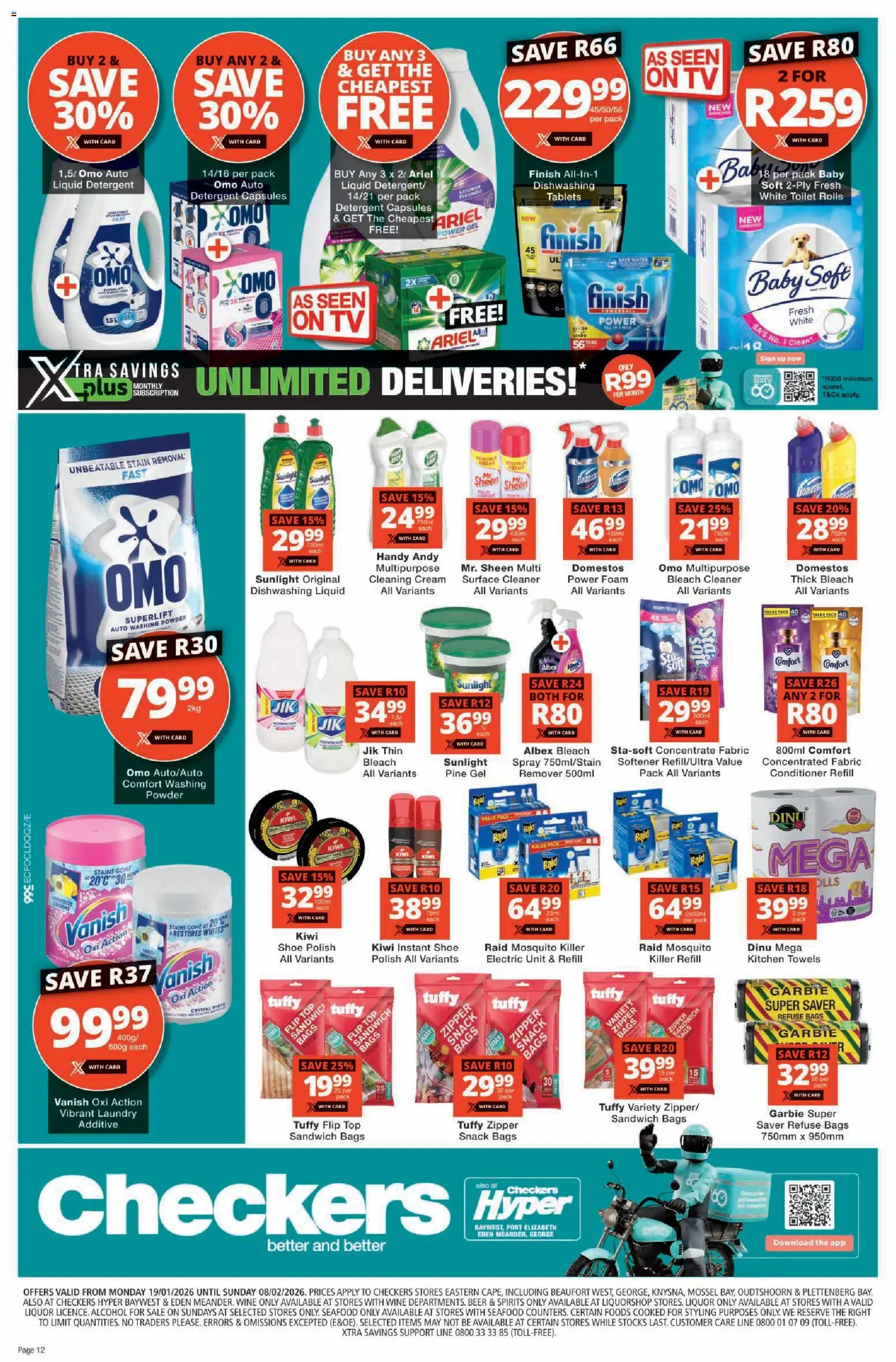 New Checkers catalogue – valid from 19.01.2026 | Page: 12 | Products: Bleach, Wine, Conditioner, Cream