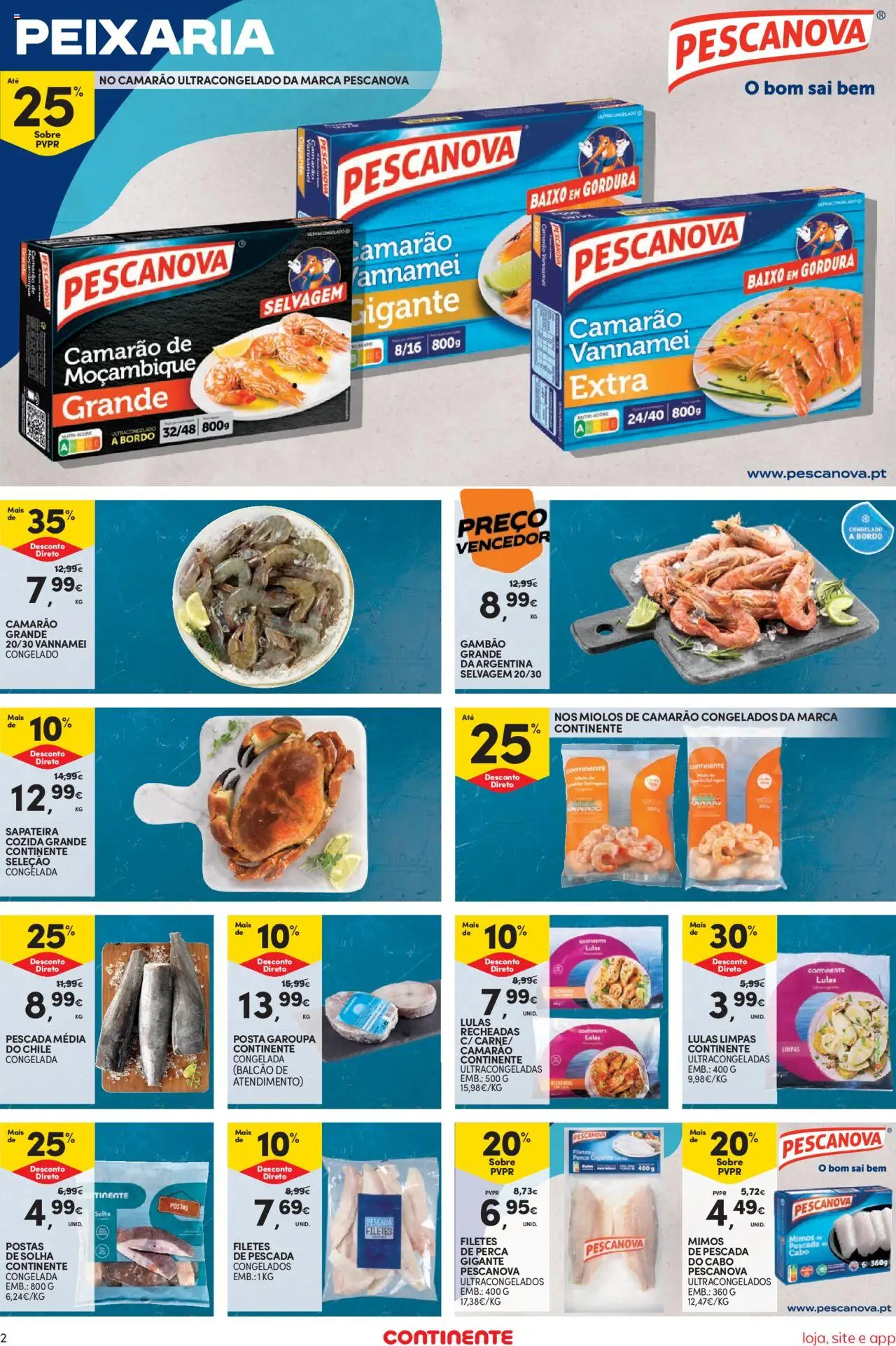Continente Semanal Continente Bom Dia │ válido de 14.10.2025 | Página: 2 | Produtos: Cabo, Lulas, Camarão, Sapateira