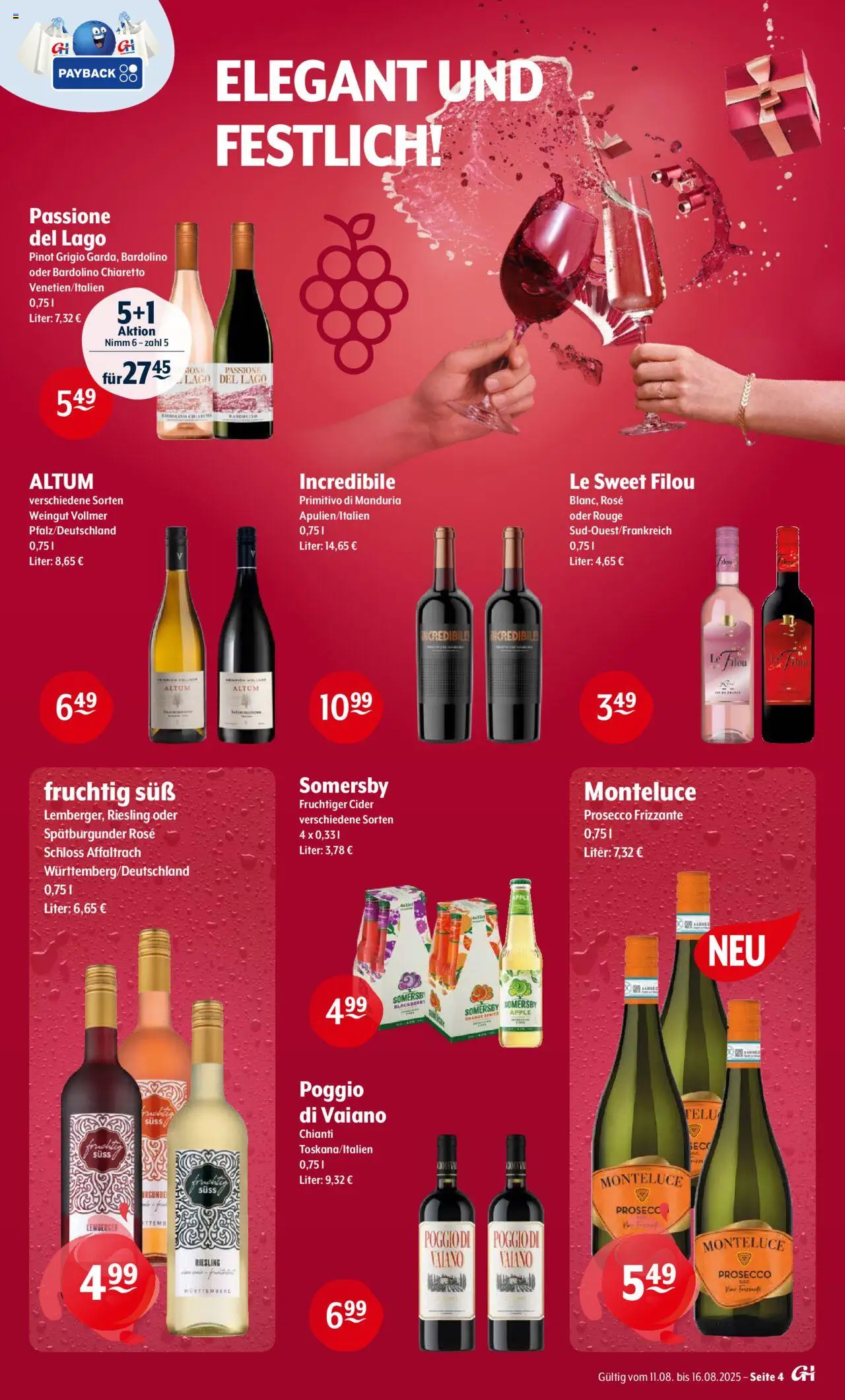 Getränke Hoffmann Prospekt - gültig ab dem 11.08.2025 | Seite: 4 | Produkte: Le filou, Rouge, Apple, Prosecco