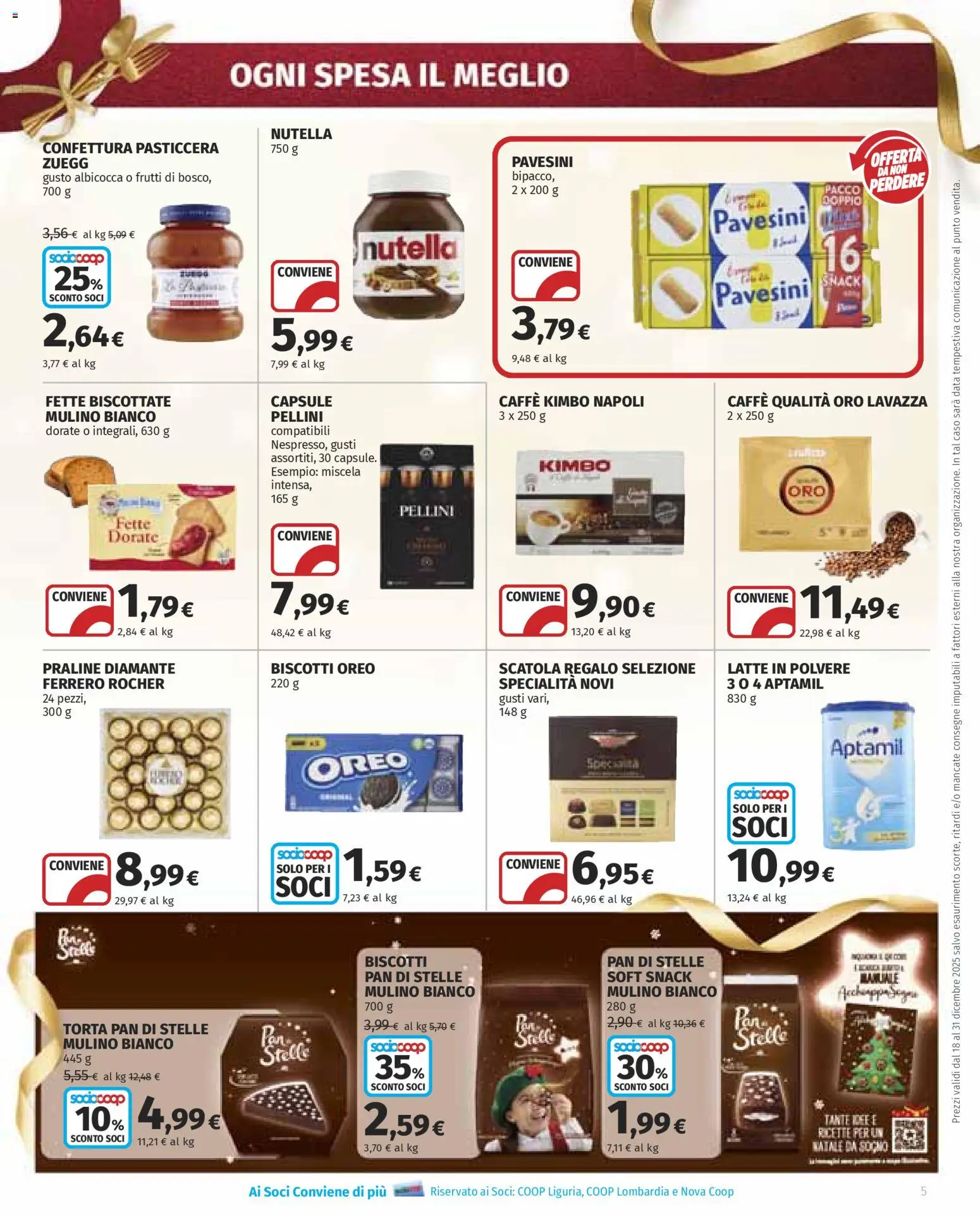 Volantino Ipercoop del 18.12.2025 | Pagina: 5 | Prodotti: Biscotti, Latte, Fette biscottate, Scatola