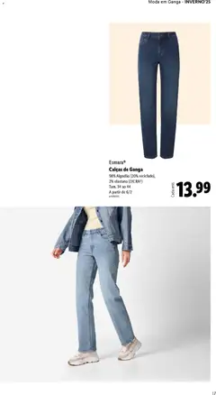 Pré-visualização Calças de Ganga, 98% Algodão (20% reciclado), 2% elastano (LYCRA®) Tam. 34 ao 44 A partir de 6/2 válido de 01.12.2025 | Página: 17 | Produtos: Algodão, Calças