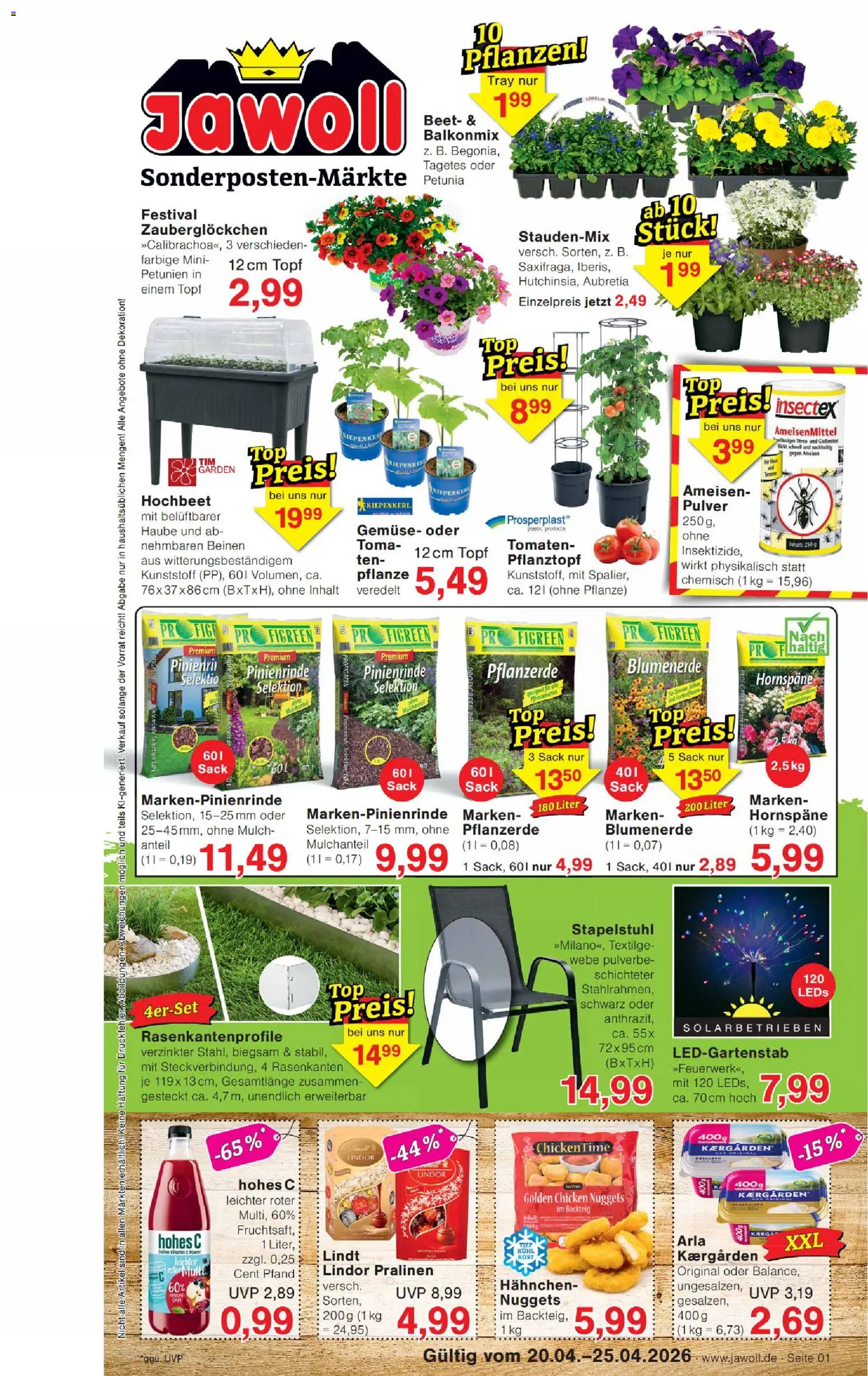 Jawoll Prospekt 	 – gültig ab 20.04.2026 | Seite: 1 | Produkte: Pflanzerde, Blumenerde, Gemüse, Hohes c