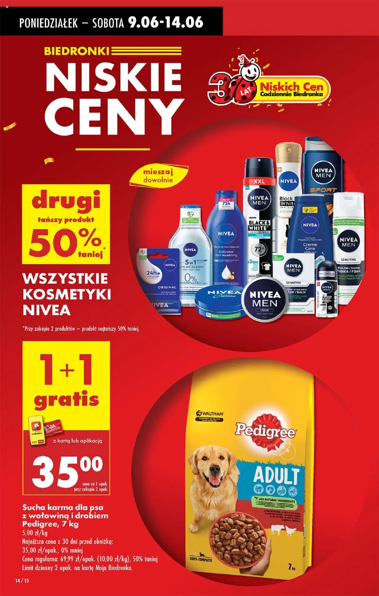 Biedronka gazetka od 09.06.2025 | Strona: 14 | Produkty: Kosmetyki, Pedigree, Karma dla psa, Wołowina