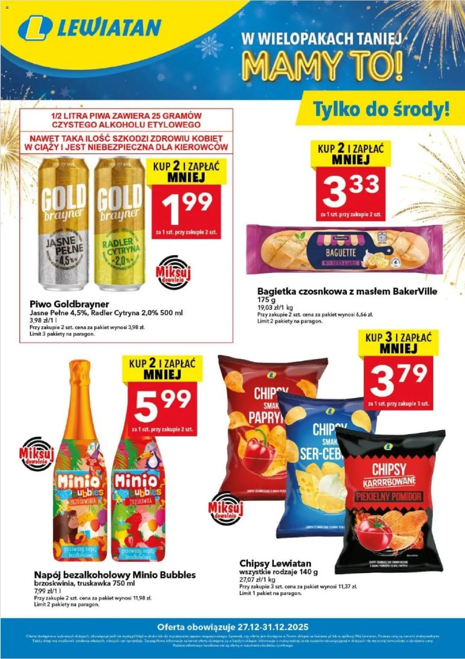 Lewiatan gazetka - Kupuj i zyskaj więcej od 27.12.2025 | Strona: 1 | Produkty: Bagietka czosnkowa, Bagietka, Piwo, Body