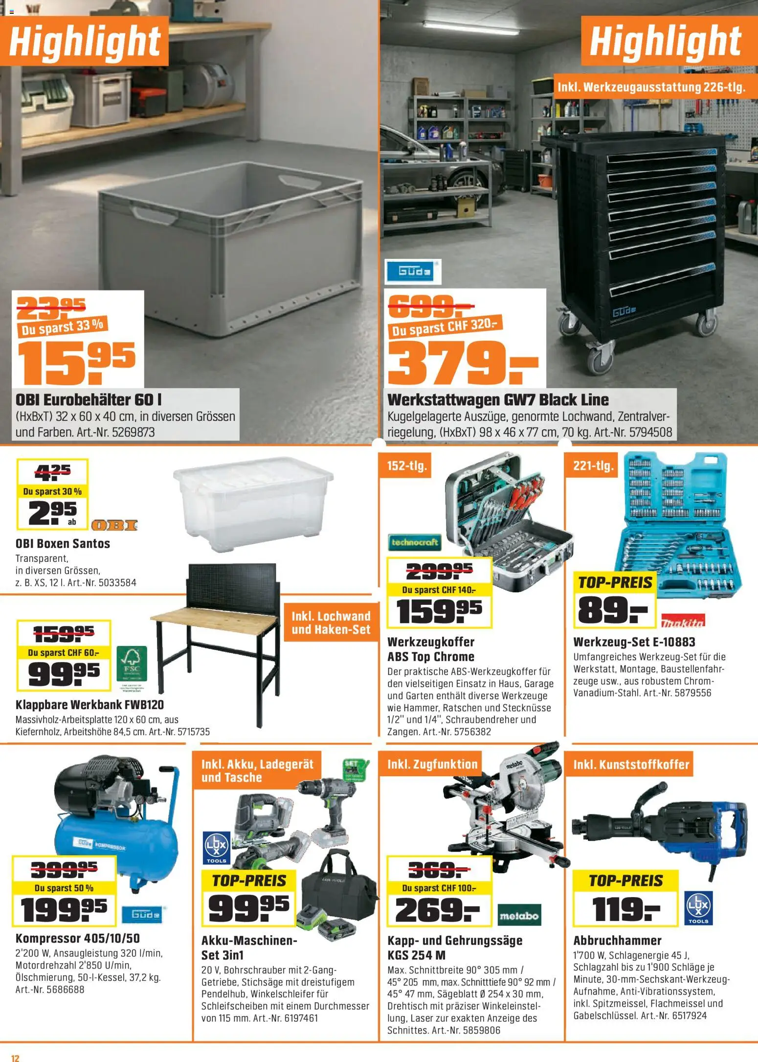 OBI - ALLES MACHBAR. BIBERSTARKE ANGEBOTE. – gültig ab 14.04.2026 | Seite: 12 | Produkte: Top, Ladegerät, Tasche