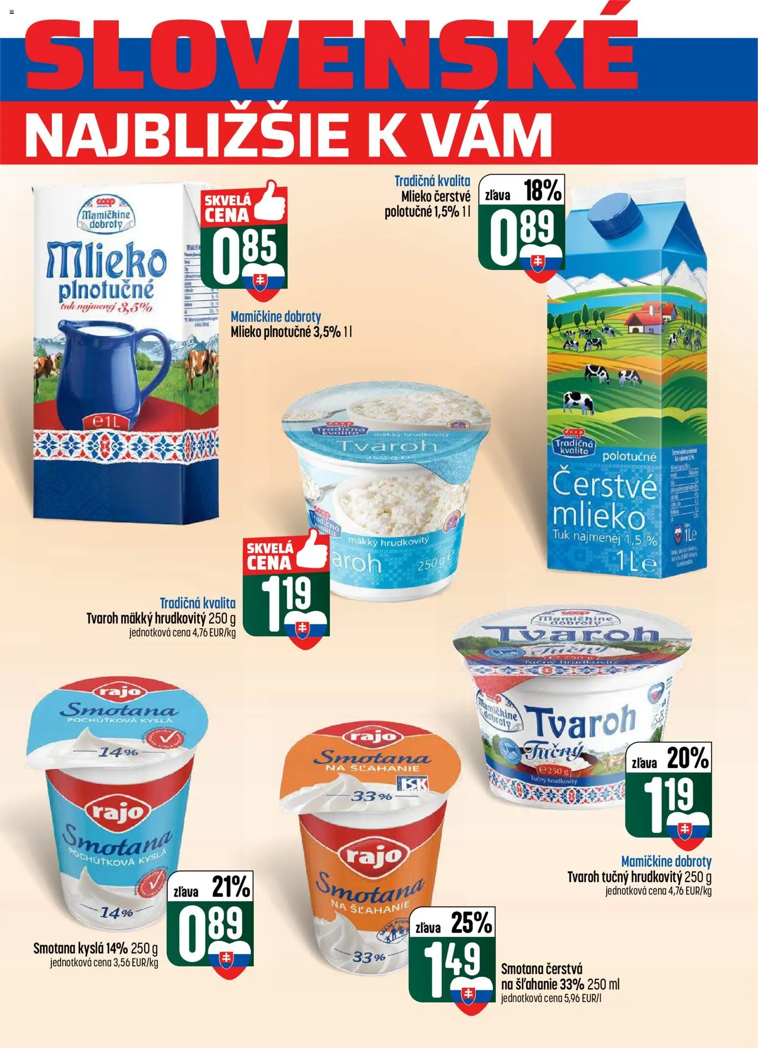 Nové COOP Jednota akcie – leták je platný od 22.01.2026 | Strana: 11 | Produkty: Mlieko, Smotana, Tvaroh