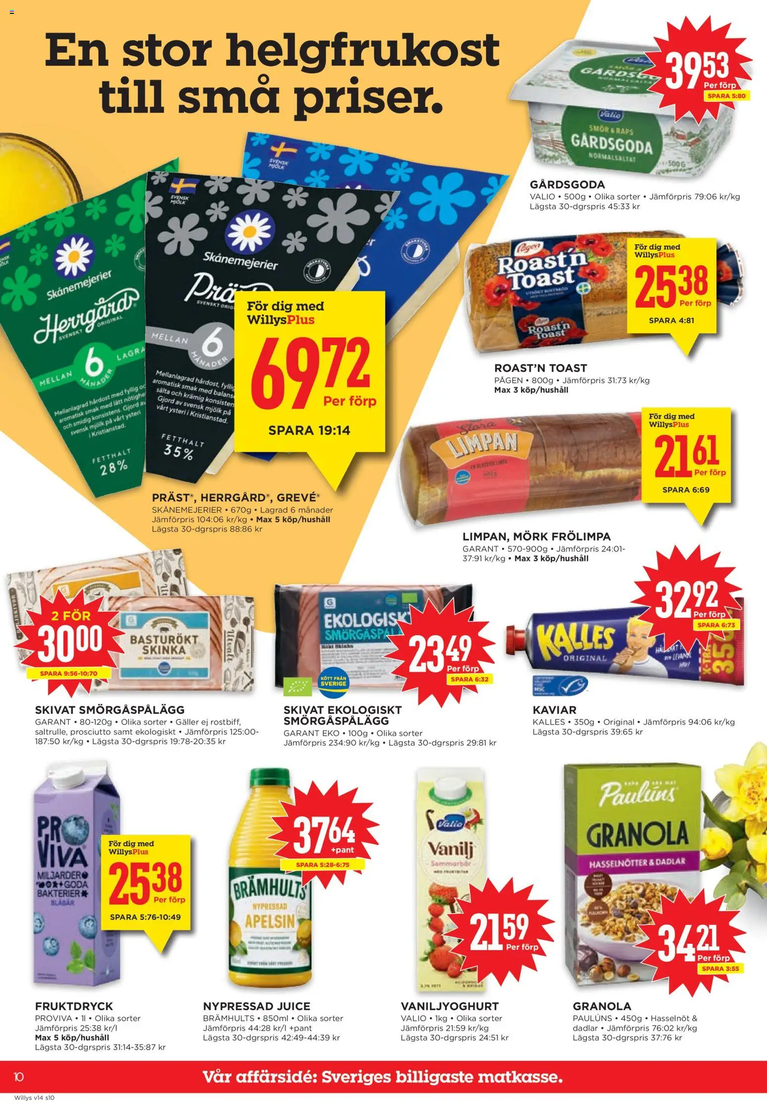 Willys reklamblad aktuell från 30.03.2026 | Sida: 10 | Produkter: Galler, Smörgåspålägg, Skinka, Blåbär