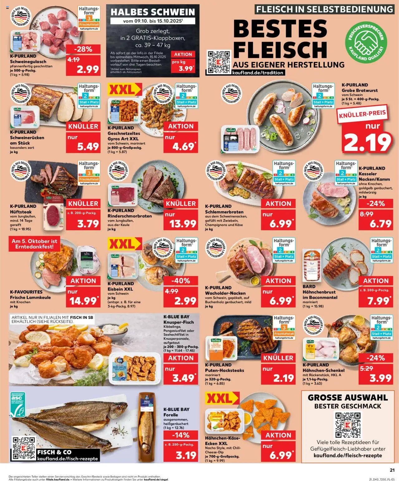 Kaufland prospekt Hannover	 – gültig ab 05.10.2025 | Seite: 21 | Produkte: Bratwurst, Chili, Schweinerucken, Steak