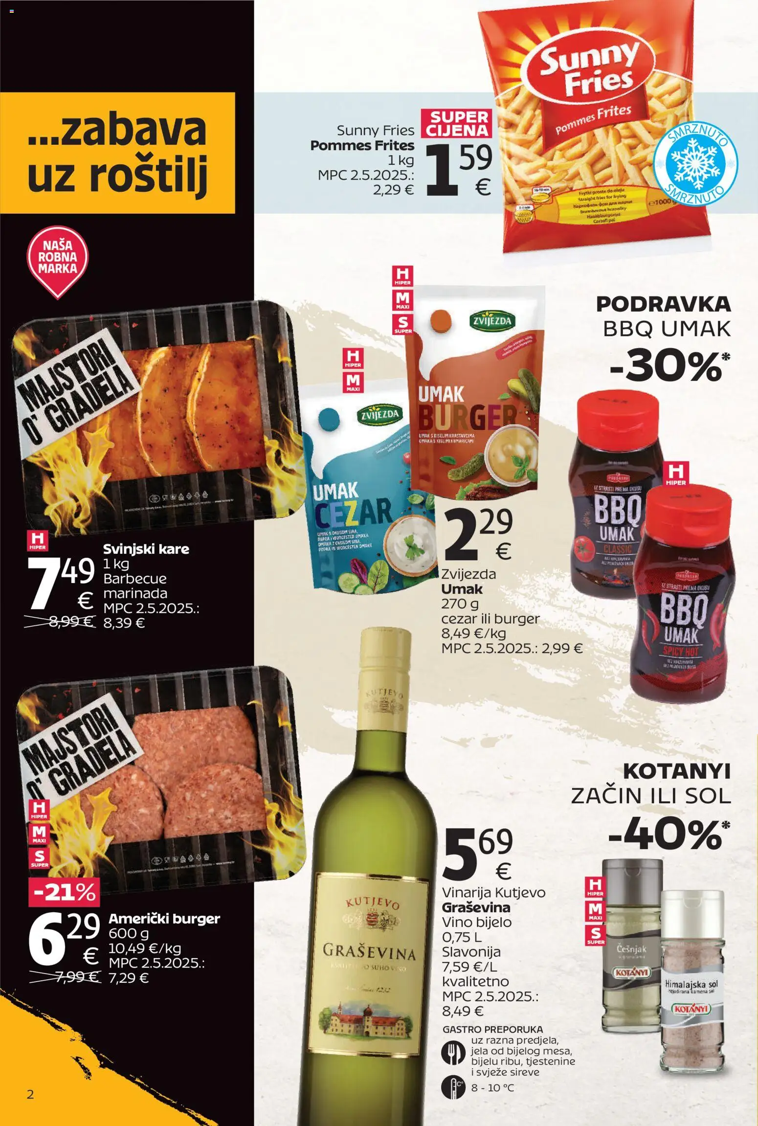 Tommy katalog | vrijedi od 27.04.2026 | Stranica: 2 | Proizvodi: Roštilj, Svinjski kare, Pommes frites, Podravka
