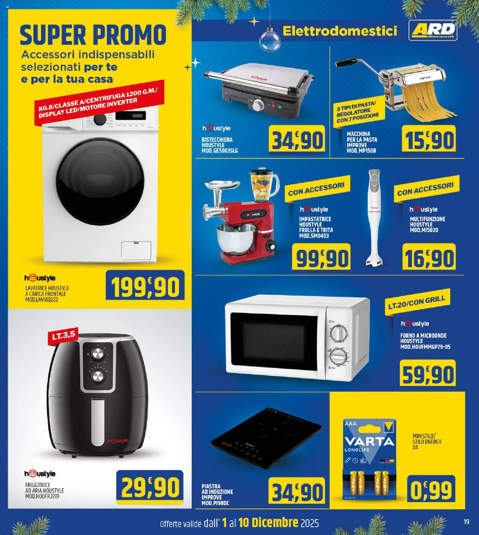 Volantino ARD Discount del 01.12.2025 | Pagina: 19 | Prodotti: Microonde, Impastatrice, Lavatrice, Forno a microonde
