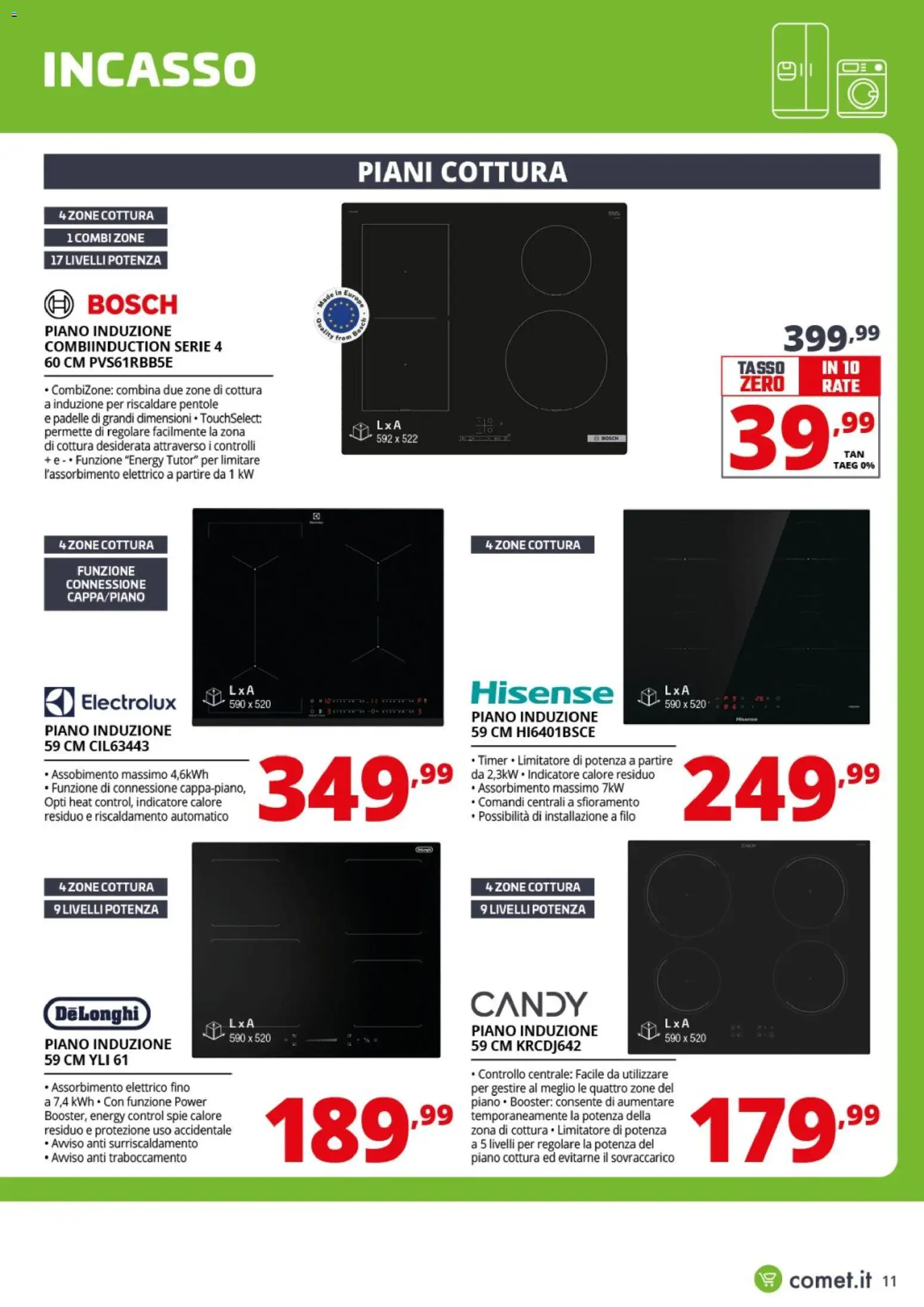 Volantino Comet del 13.04.2026 | Pagina: 11 | Prodotti: Piano cottura