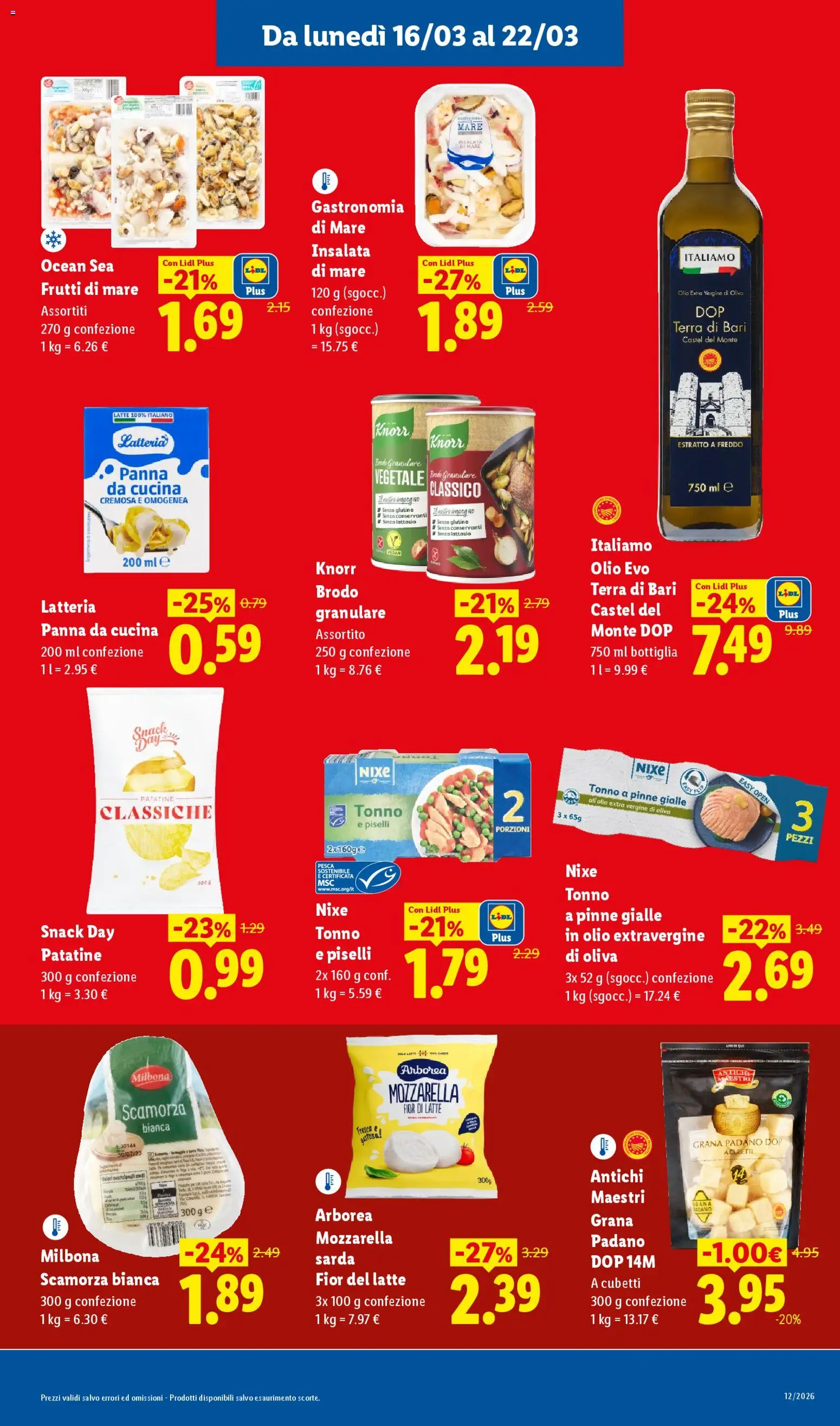 Volantino Lidl del 16.03.2026 | Pagina: 19 | Prodotti: Mozzarella, Olio, Olive, Tonno