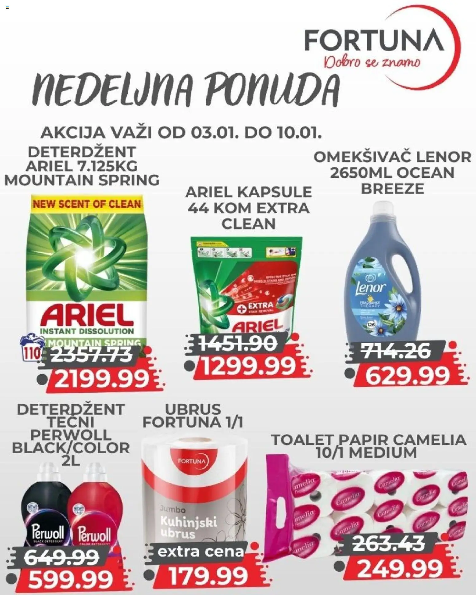 Fortuna Market katalog - važi od 03.01.2026 | Strana: 11 | Proizvode: Deterdžent, Ariel, Lenor, Perwoll