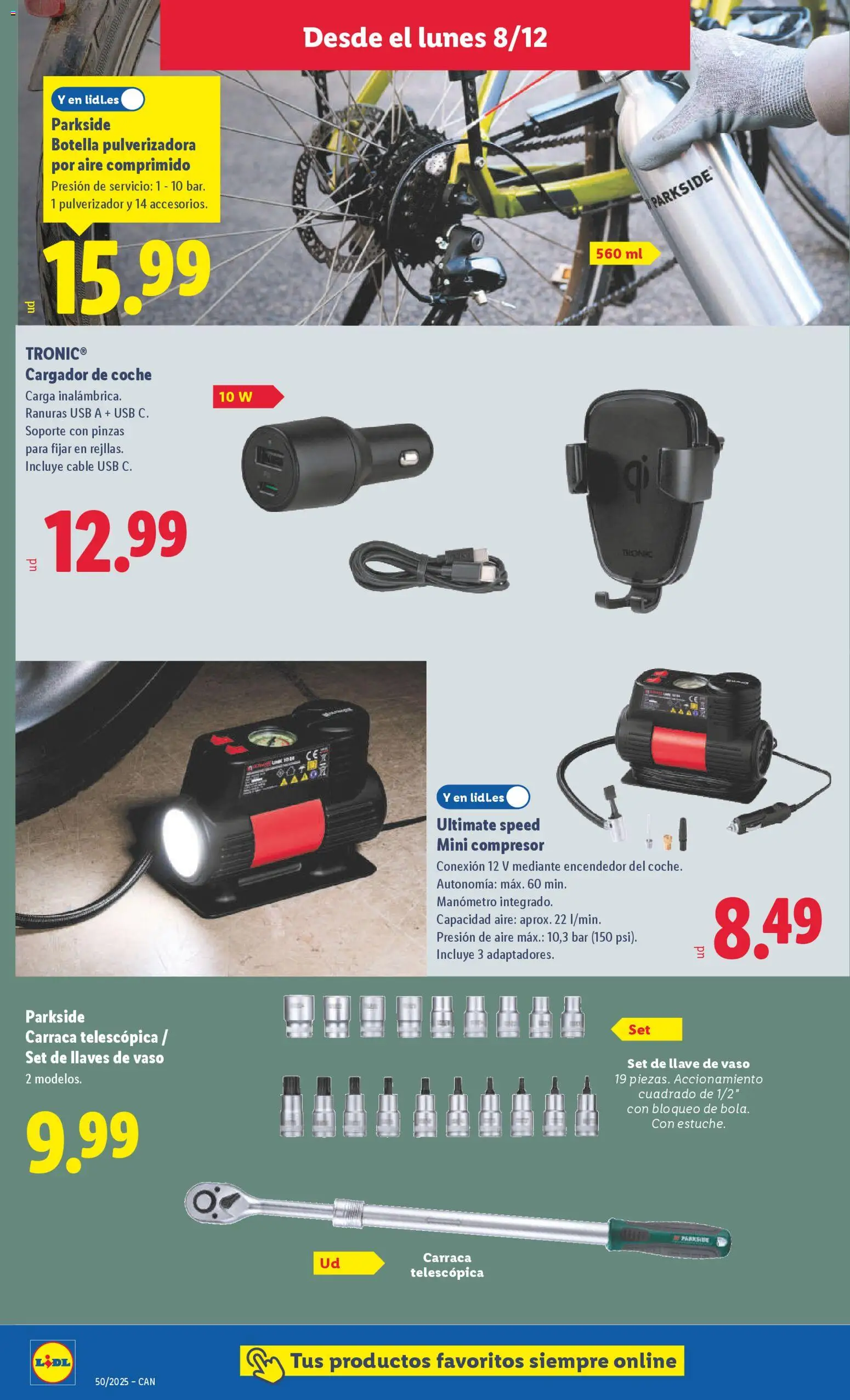 Lidl - Canarias │ válido desde el 08.12.2025 | Página: 6 | Productos: Cable, USB, Manómetro