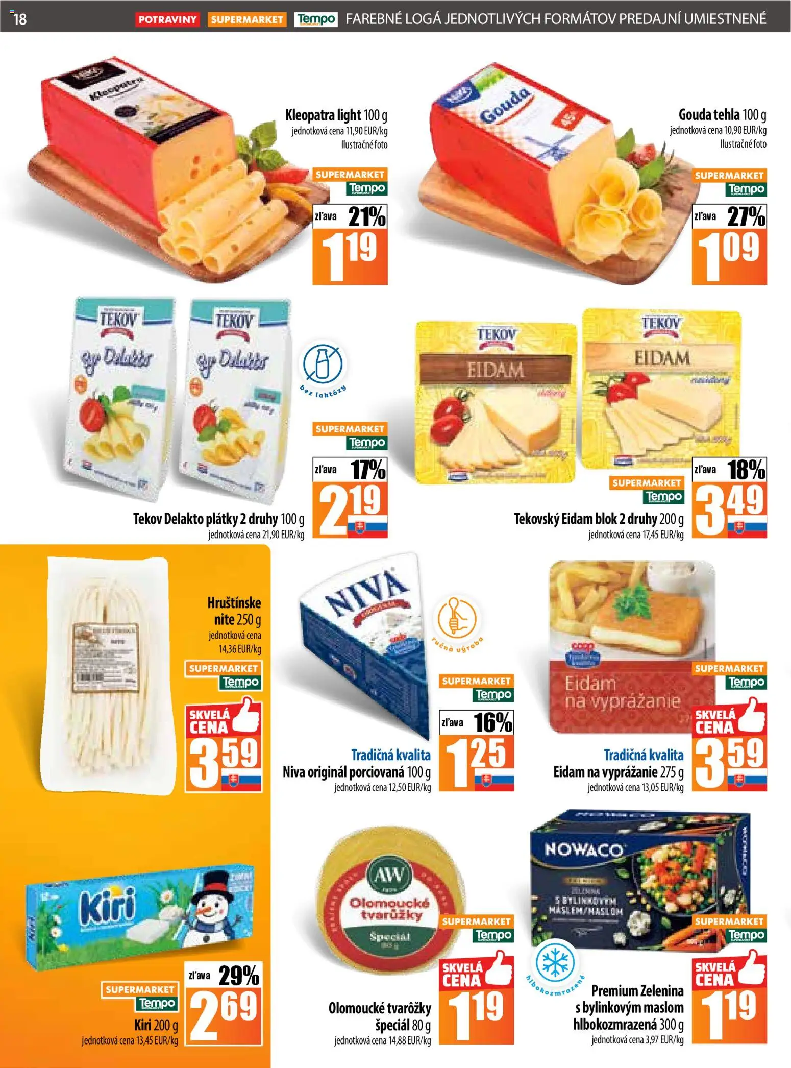 Nové COOP Jednota akcie – leták je platný od 20.11.2025 | Strana: 18 | Produkty: Gouda, Eidam