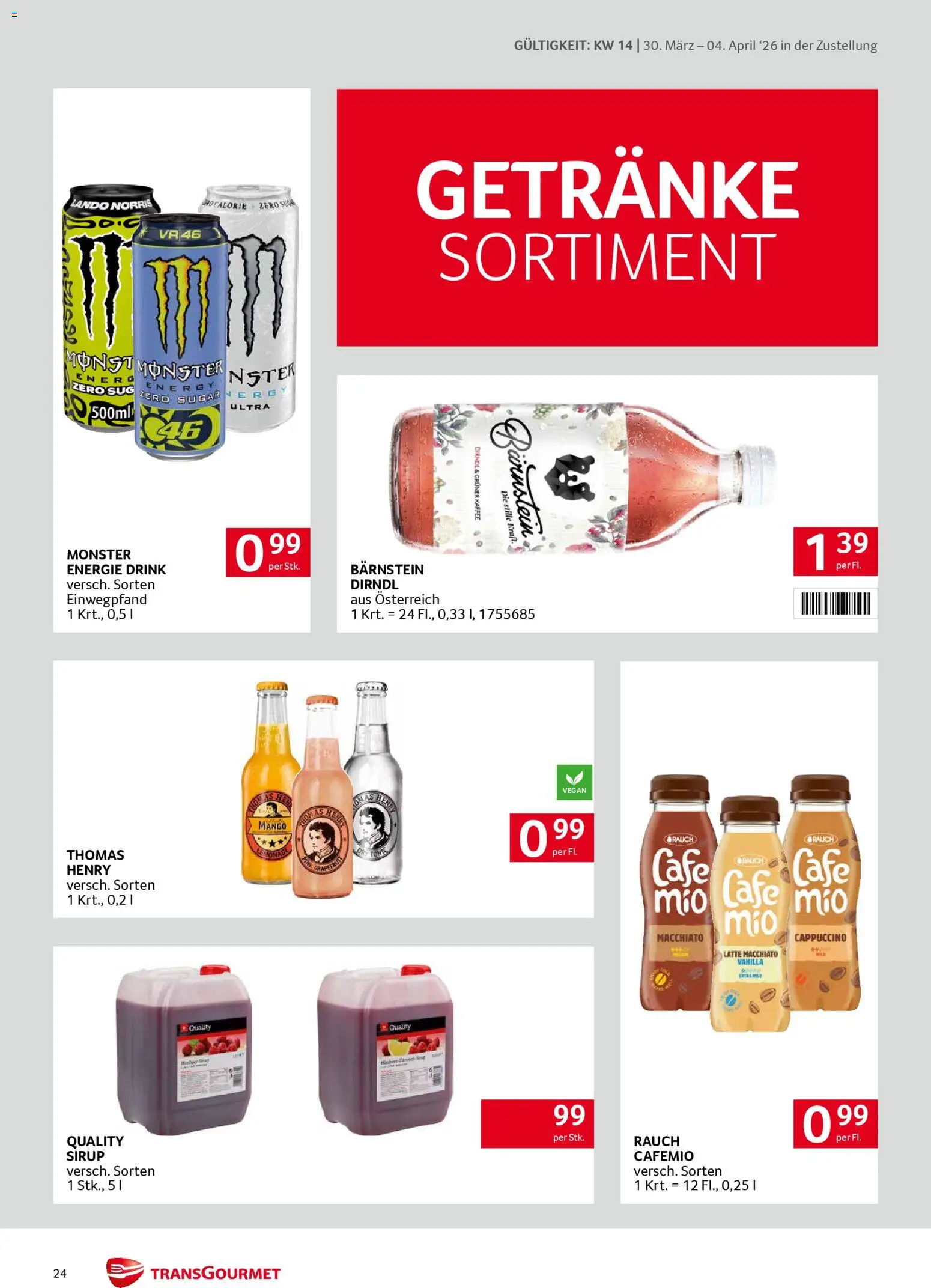 Transgourmet Zustellaktion gültig ab 30.03.2026 | Seite: 24 | Produkte: Mango, Kaffee
