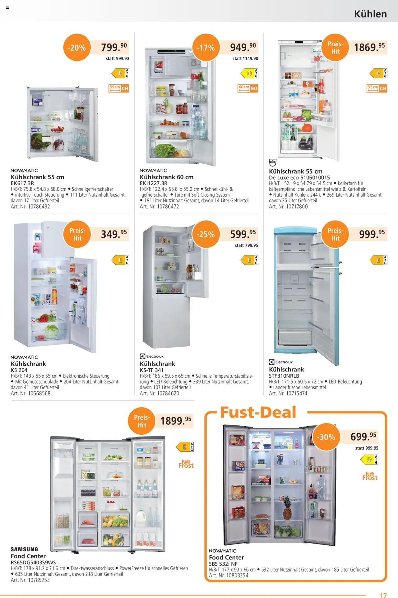 Fust Aktionen ab 25.08.2025 | Seite: 17 | Produkte: Kartoffeln, Samsung, Kühlschrank