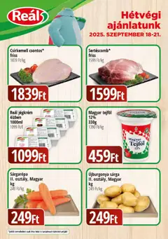 Reál Bevásárló hétvége - Kisalföld - amely érvényes a következő dátumtól: 18.09.2025