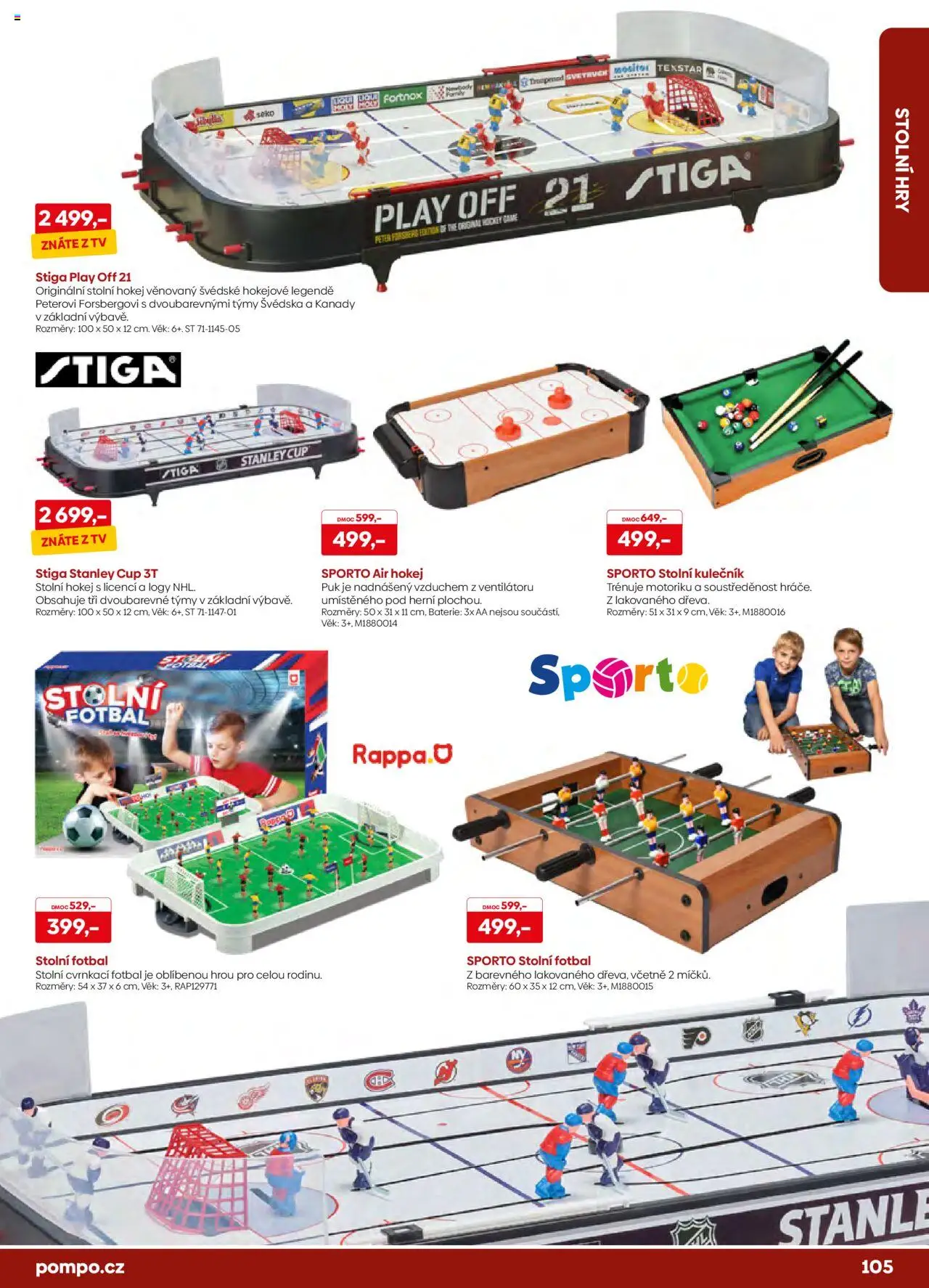 POMPO katalog Vánoce 2025 od 16.10.2025 | Strana: 105 | Produkty: Puk, Tv, Stolní fotbal, Baterie