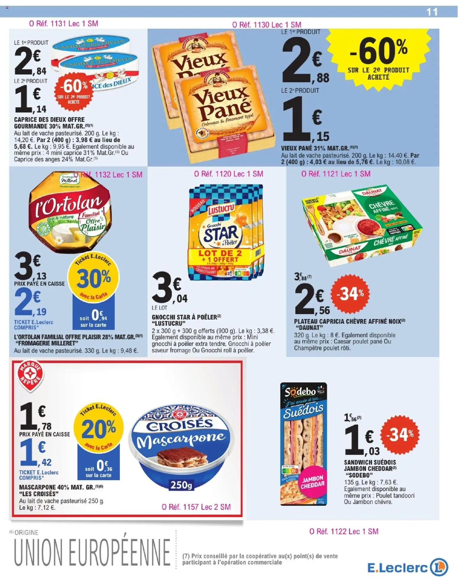 {H1} | Page: 11 | Produits: Lait, Fromage, Jambon, Mascarpone