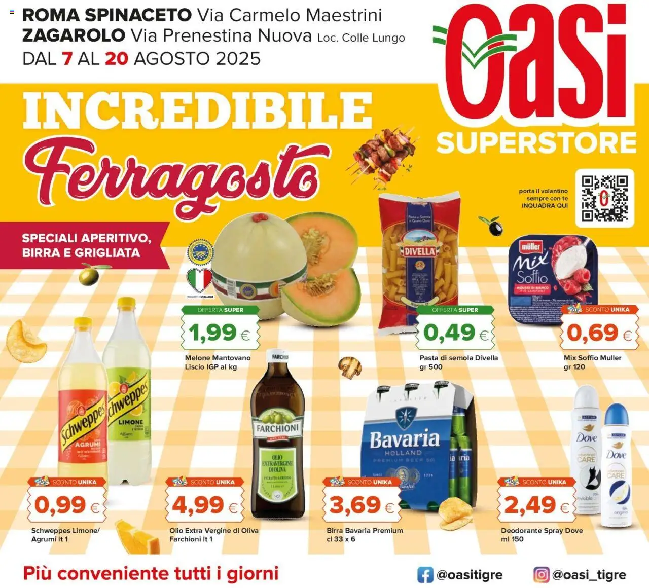 Volantino Oasi del 07.08.2025 | Pagina: 1 | Prodotti: Deodorante, Tè, Pasta, Olio extra vergine