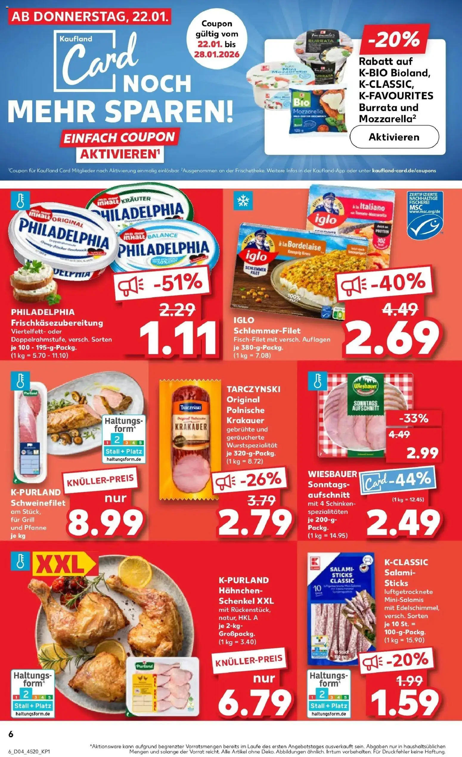 Prospekt Kaufland ab 22.01.2026 » Angebote Online zum Blättern | Seite: 6 | Produkte: Hahnchen, Mozzarella, Burrata, Schinken