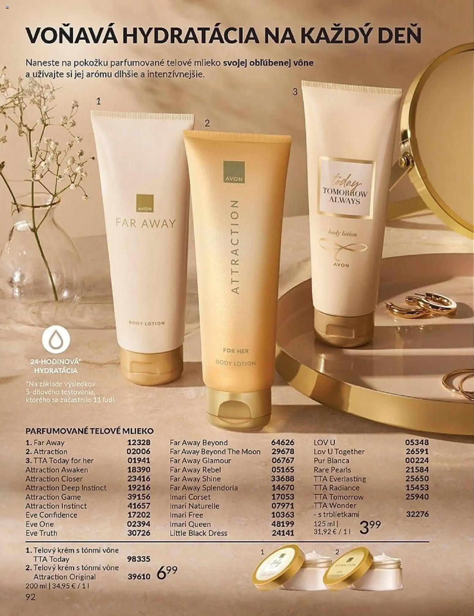 Nové Avon akcie – leták je platný od 01.04.2026 | Strana: 92 | Produkty: Mlieko, Telové mlieko, Telový krém, Krém
