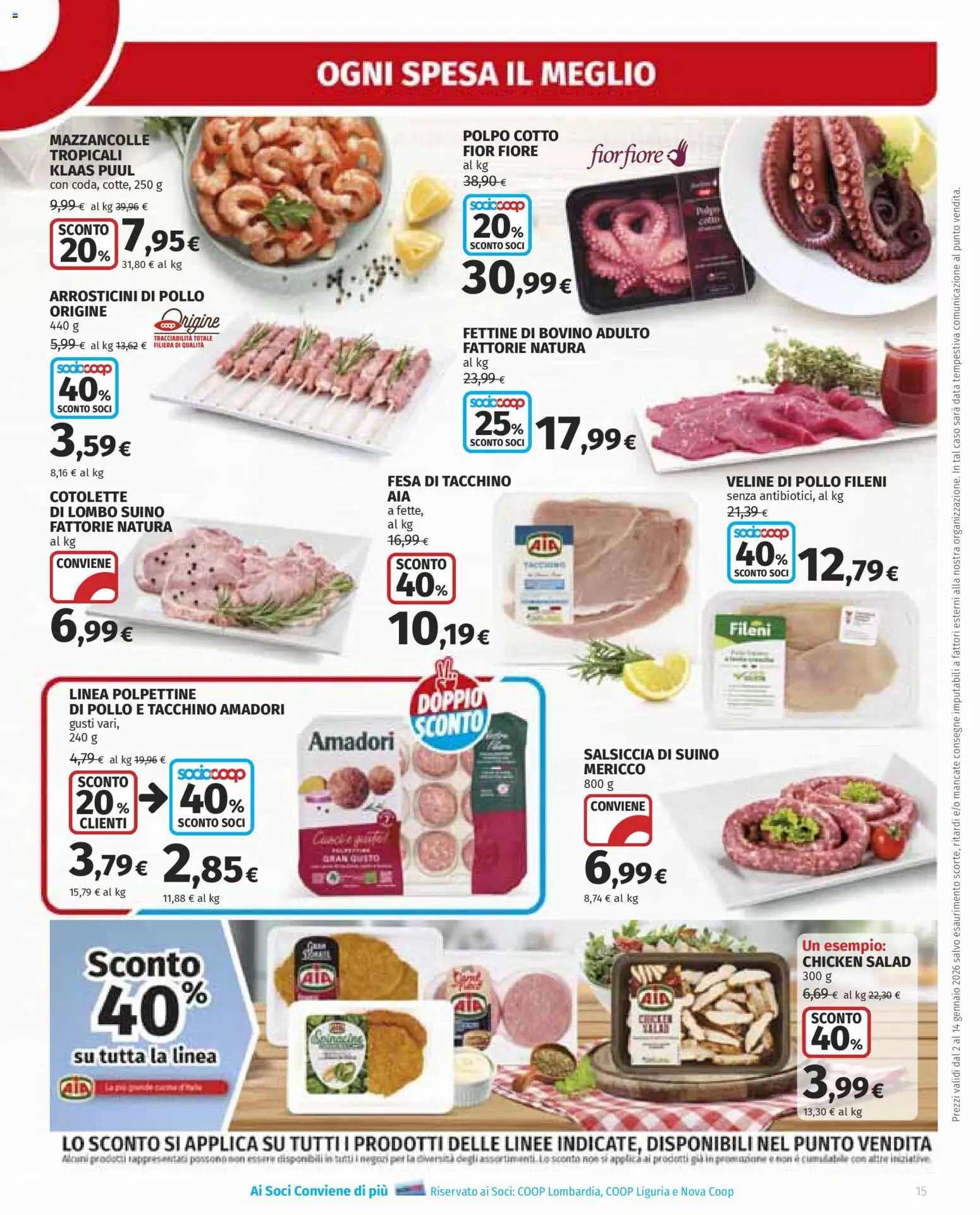 Volantino Ipercoop del 02.01.2026 | Pagina: 15 | Prodotti: Pollo, Veline, Mazzancolle, Tacchino