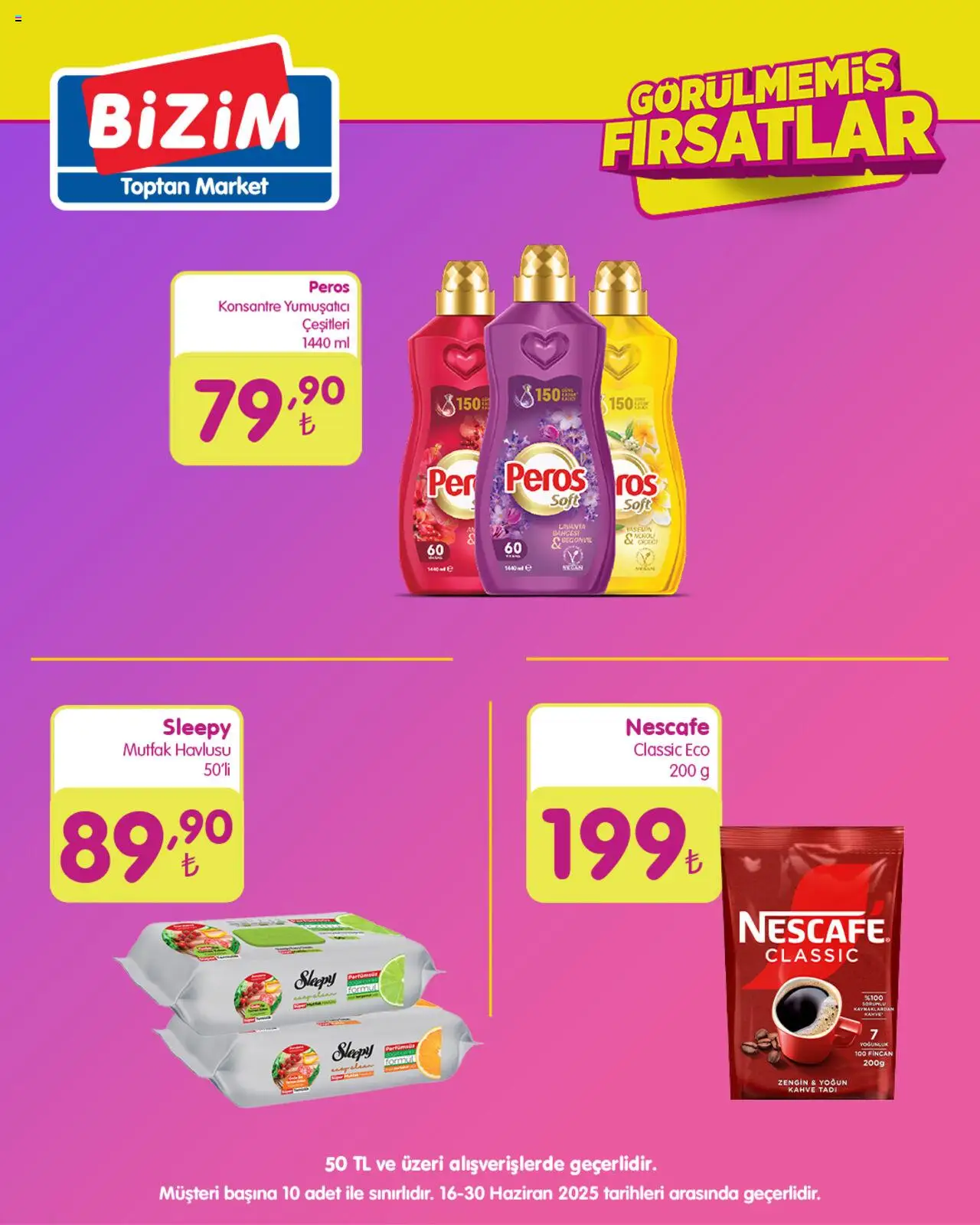 Bizim Toptan Görülmemiş Fırsatlar - 16.06.2025 tarihinden itibaren geçerlidir | Sayfa: 1 | Ürünler: Yumuşatıcı, Kahve