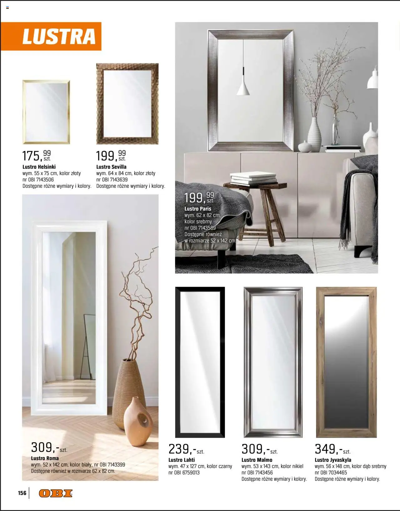 OBI Gazetka - Kuchnia Łazienka Salon od 20.08.2025 | Strona: 156 | Produkty: Lustro