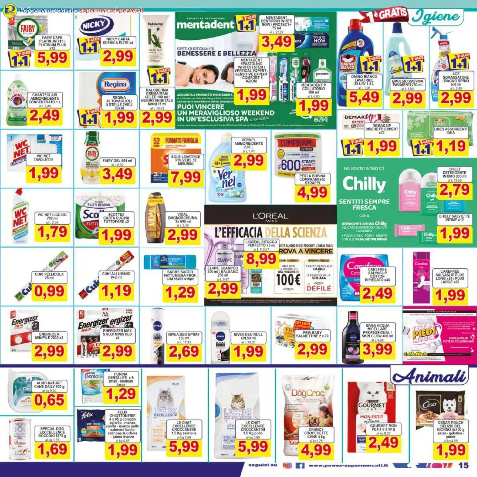 Volantino Pewex del 13.02.2026 | Pagina: 15 | Prodotti: Acqua, Carote, Tonno, Pattumiera