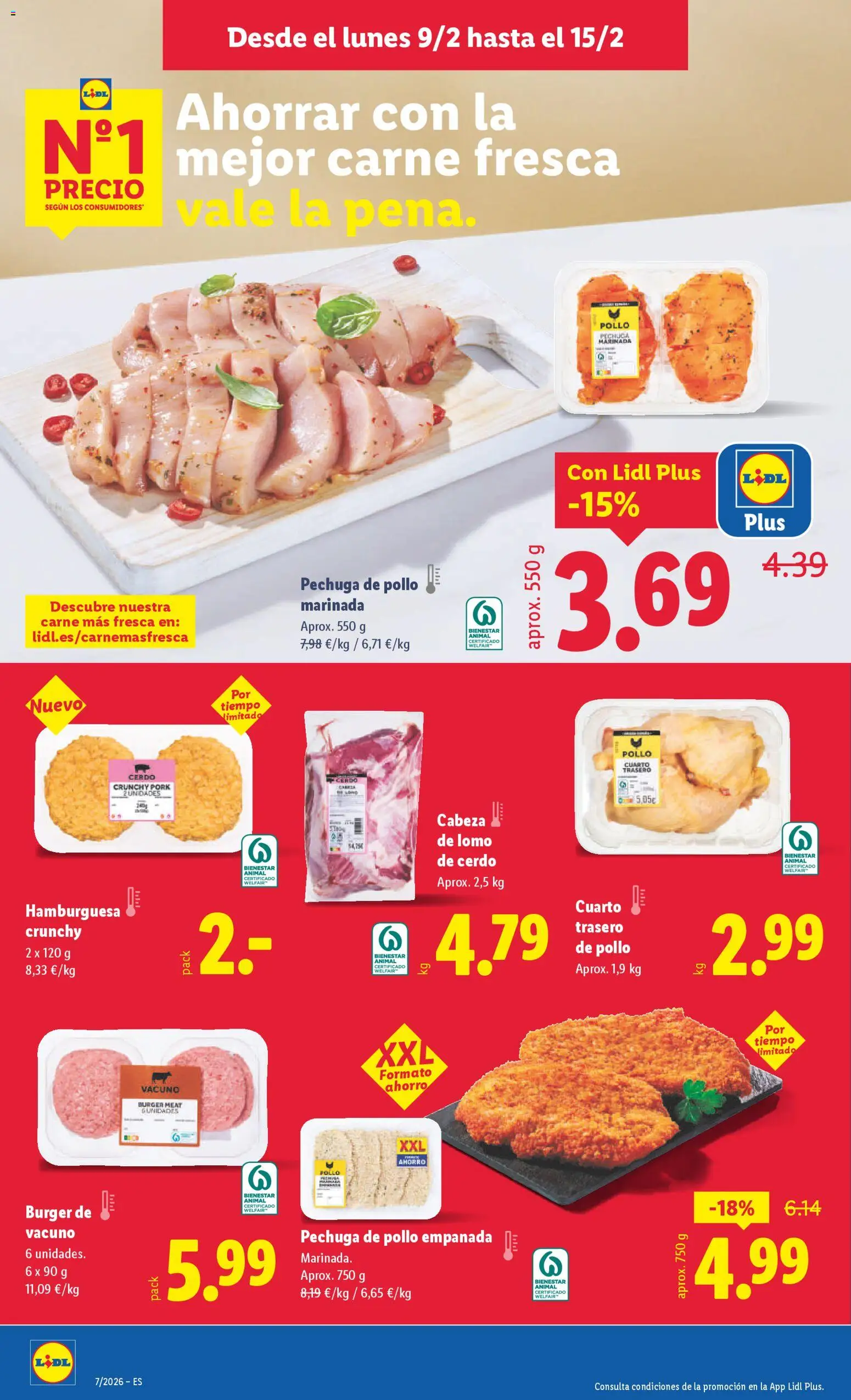 Lidl folleto │ válido desde el 09.02.2026 | Página: 4 | Productos: Cerdo, Pechuga de pollo empanada, Σοκολατούχο γάλα