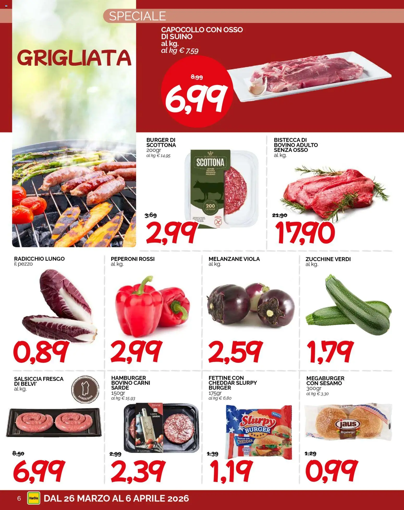 Volantino HarDis del 26.03.2026 | Pagina: 6 | Prodotti: Bovino, Peperoni, Suino, Melanzane