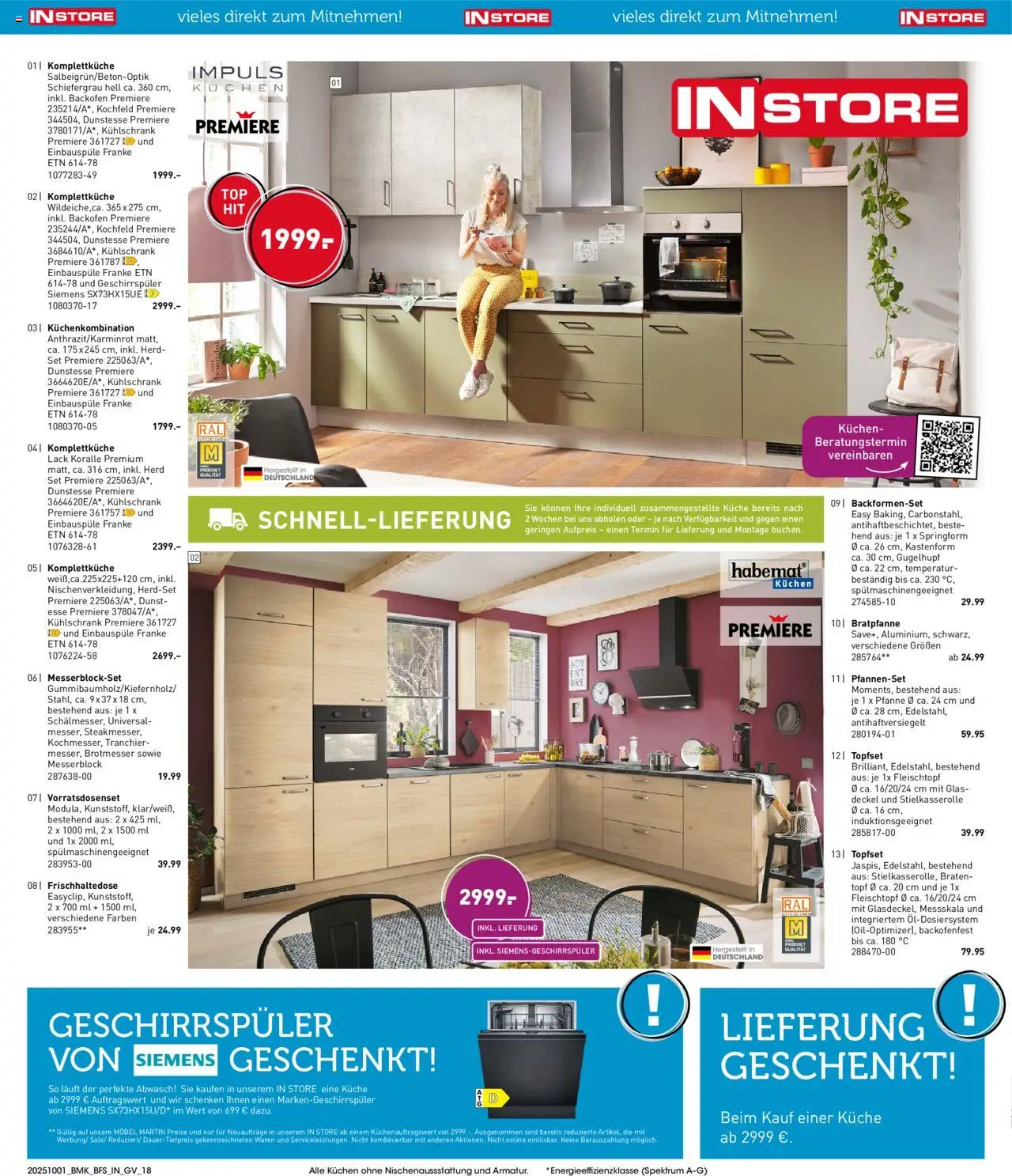Möbel Martin Prospekt Besser schlafen	  – gültig ab 01.10.2025 | Seite: 18 | Produkte: Siemens, Kühlschrank, Kochfeld, Kuchen