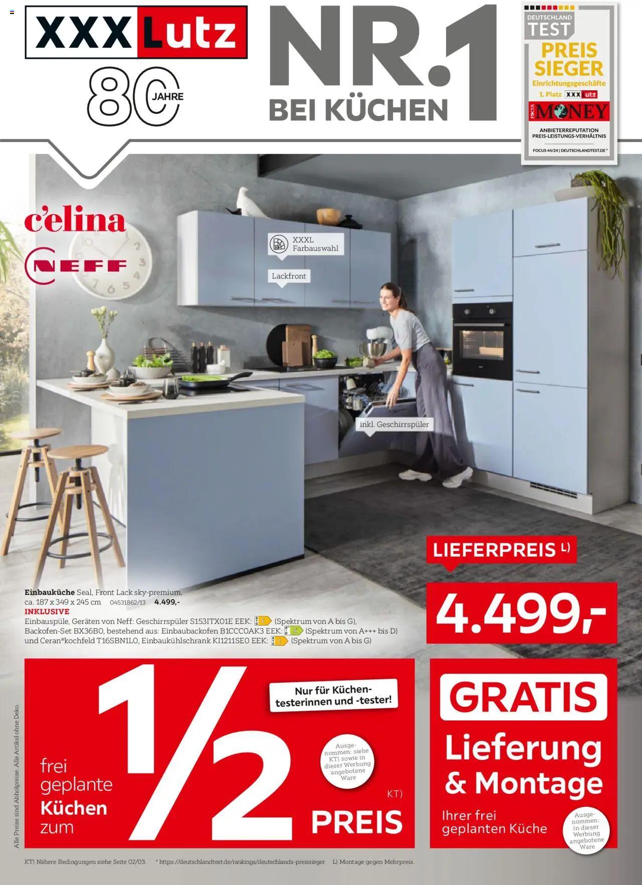 XXXL Lutz Nr. 1 bei Küchen – gültig ab 22.09.2025 | Seite: 1 | Produkte: Neff, Geschirrspüler, Küche, Kuchen