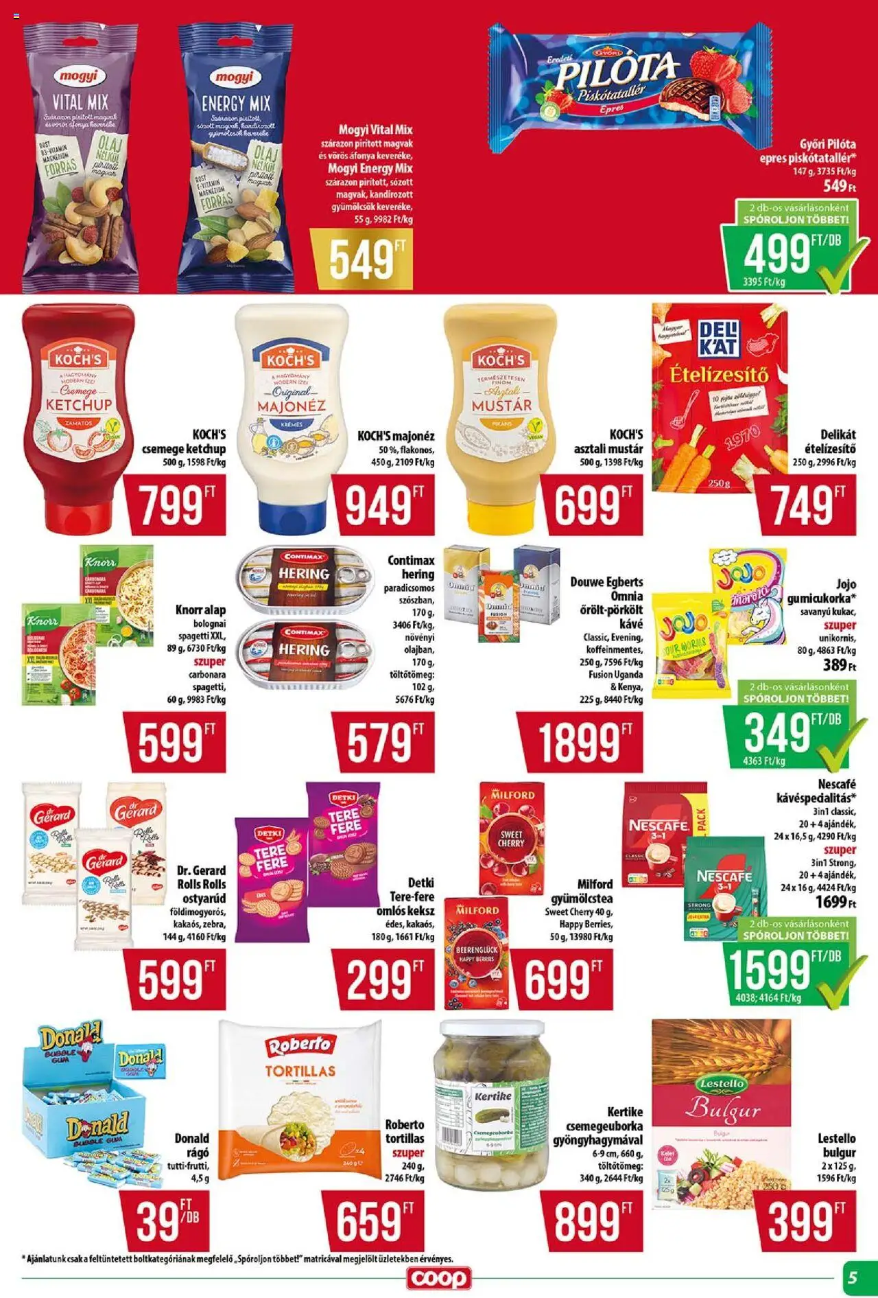 COOP akciós ujság - amely érvényes a következő dátumtól: 24.10.2025 | Oldal: 5 | Termékek: Gyümölcstea, Hering, Olaj, Majonéz